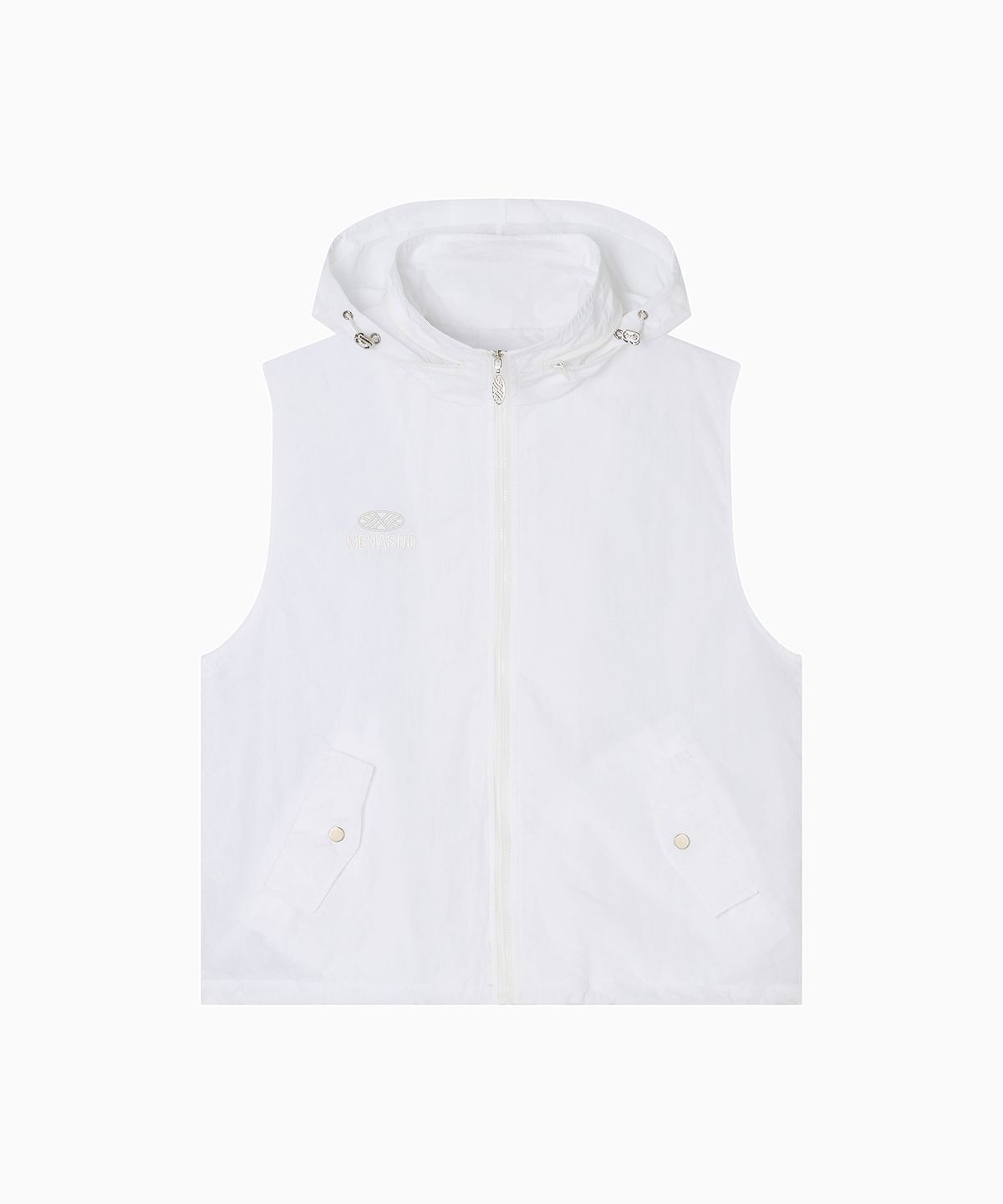 미나수(MENASOO) Highneck Hood Vest_White