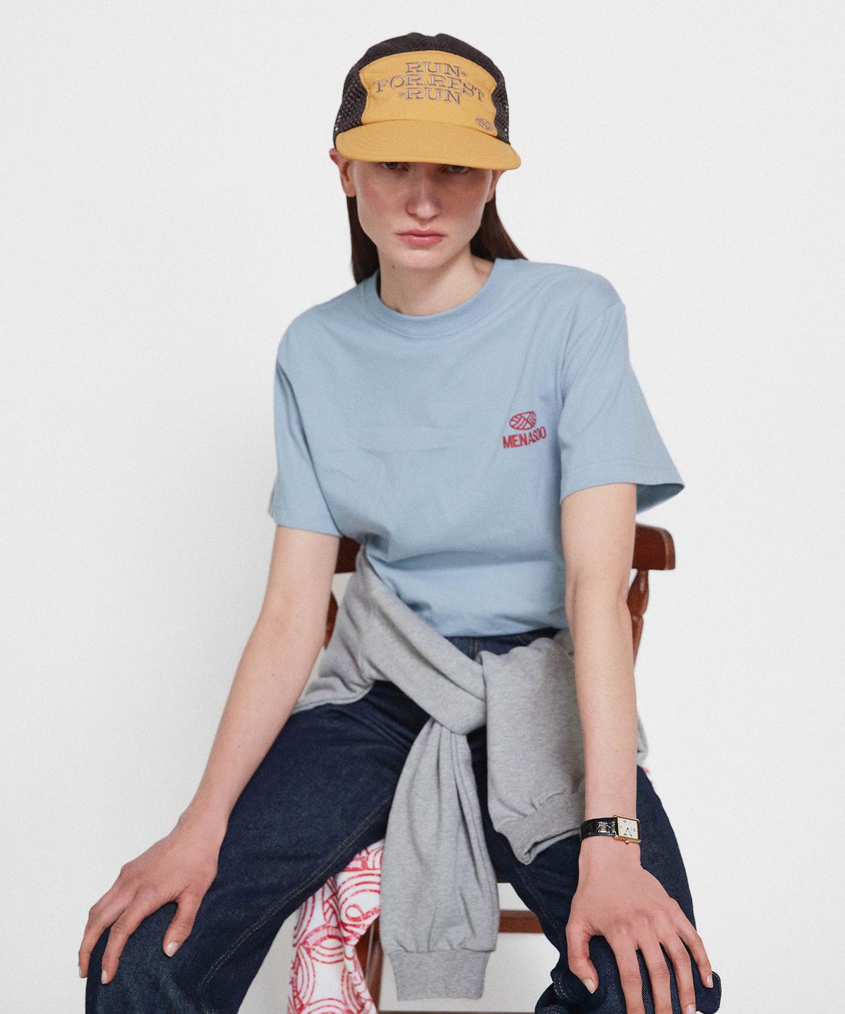 미나수(MENASOO) Run For Rest Run Mesh Camp Cap_Mustard
