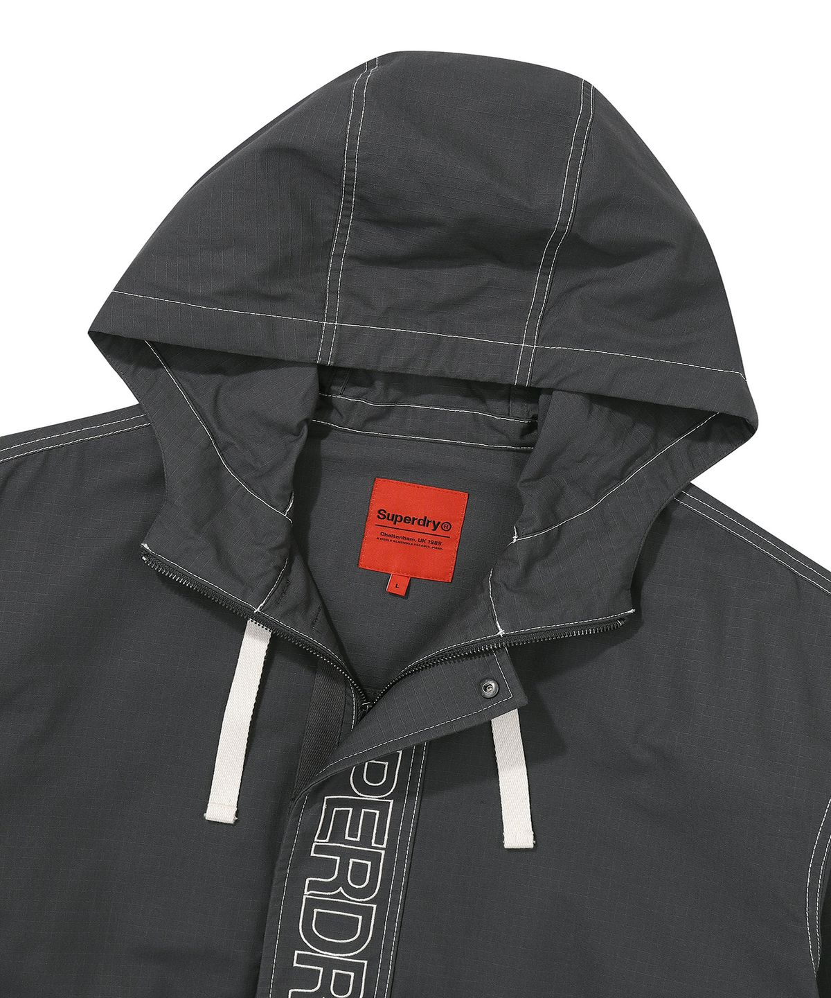 슈퍼드라이(SUPERDRY) 에센셜 윈드브레이커 자켓 베이지 챠콜