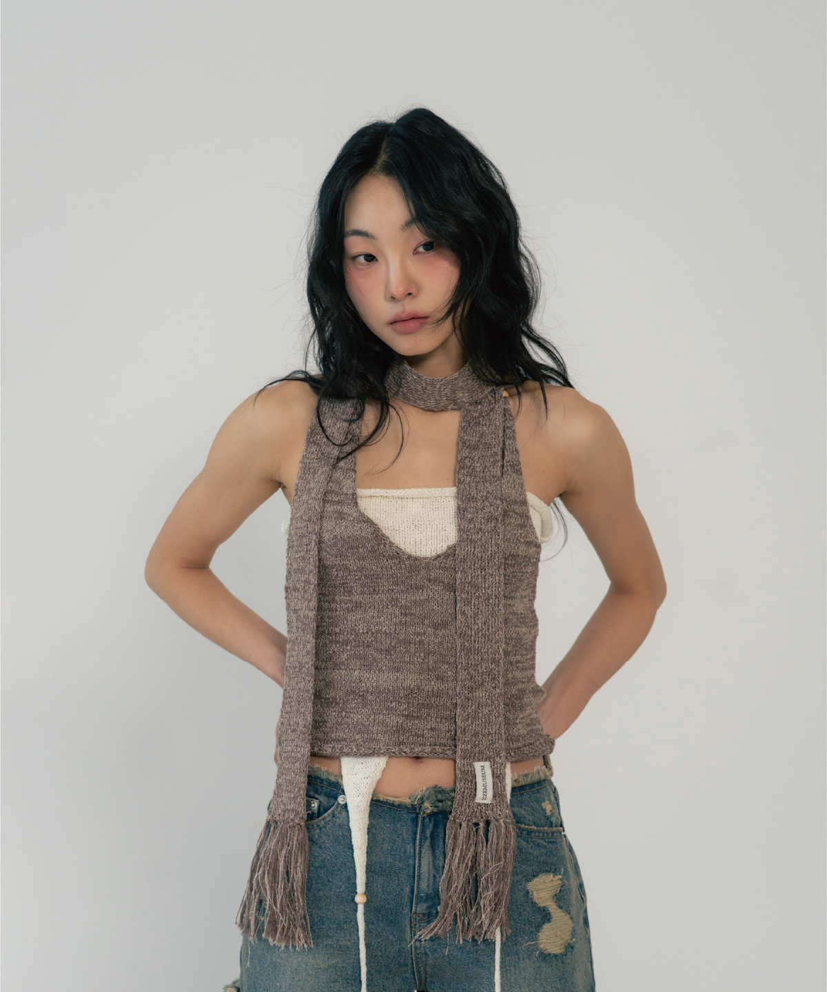 지제뮤지엄(ZIZEMUSEUM) ZIZE KNIT MUFFLER (MOCHA)