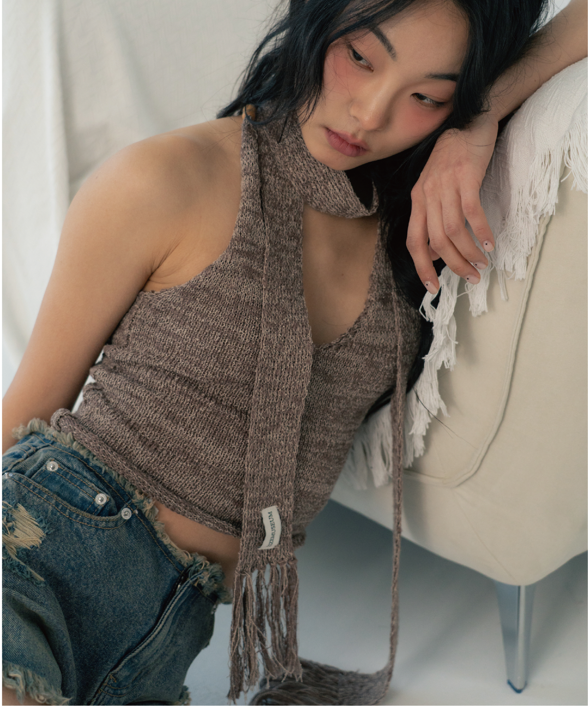 지제뮤지엄(ZIZEMUSEUM) ZIZE KNIT MUFFLER (MOCHA)