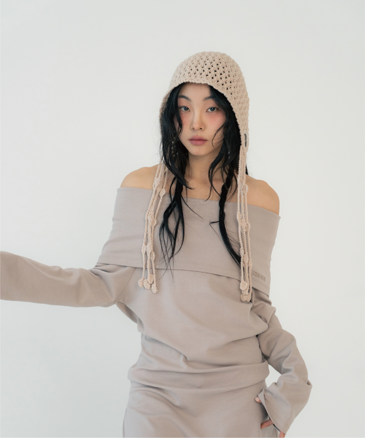 지제뮤지엄(ZIZEMUSEUM) JELLYFISH STRAP BEANIE (BEIGE)