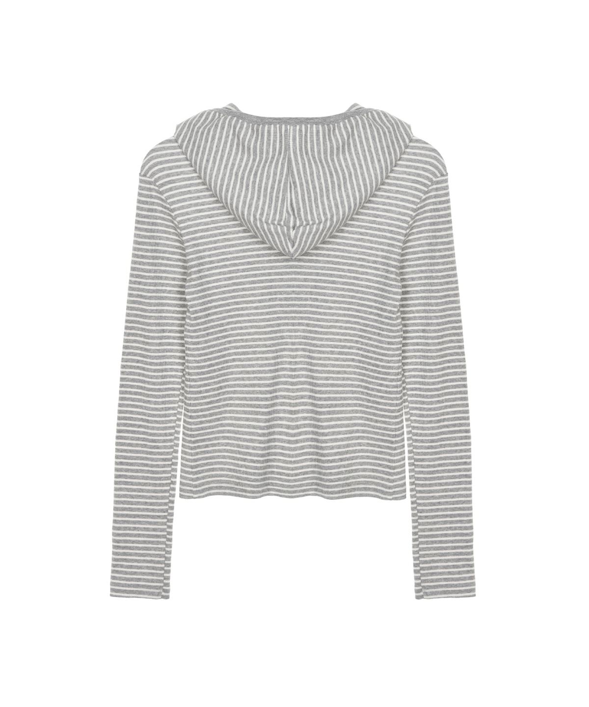 닉앤니콜(NICK&NICOLE) HOODY MINIMALISM STRIPE SLIM TOP_GRAY
