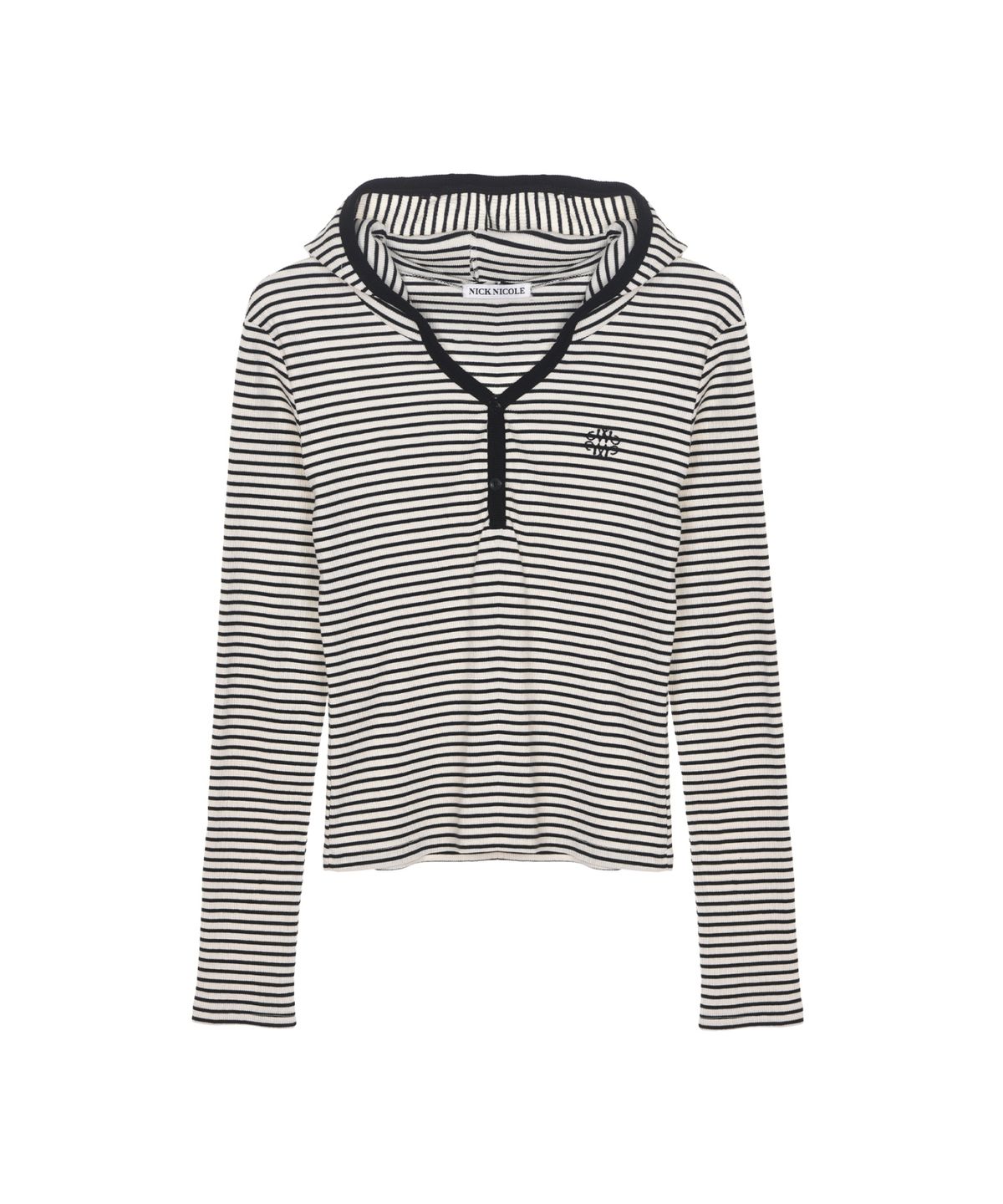 닉앤니콜(NICK&NICOLE) HOODY MINIMALISM STRIPE SLIM TOP_IVORY