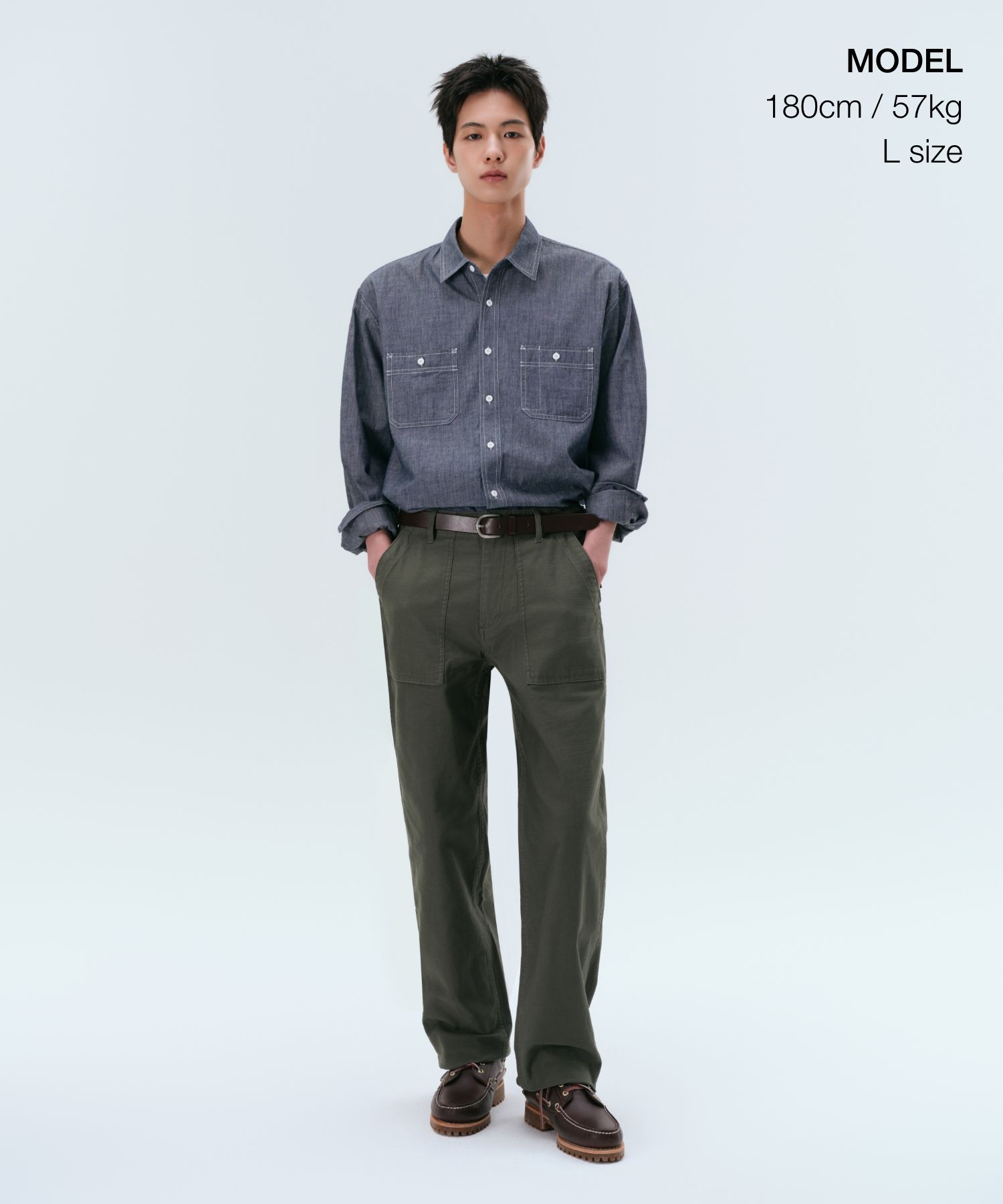 MUSINSA | MUSINSA STANDARD Chambray Work Shirt [Blue]