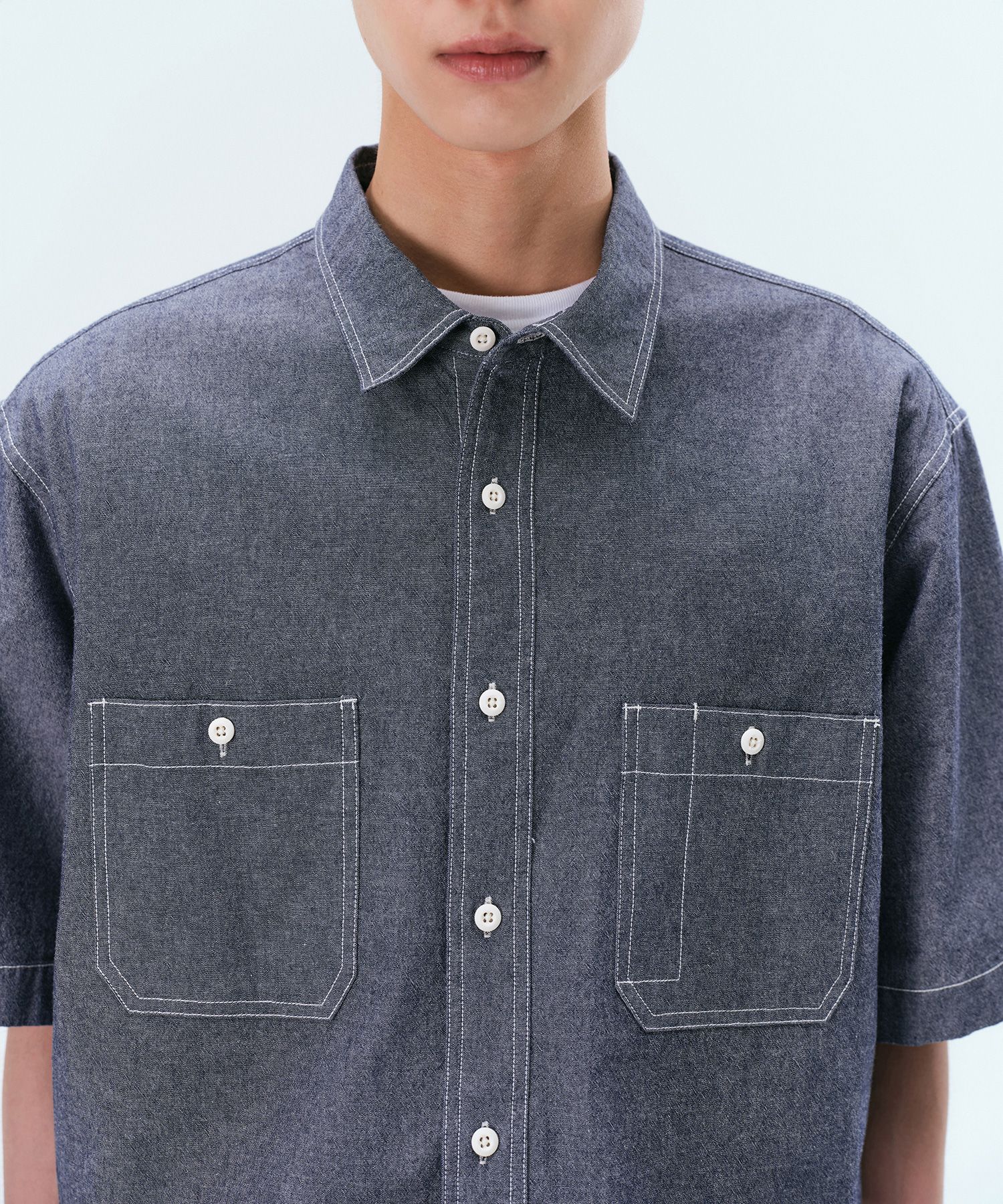 ★MUSINSA STANDARD★ Chambray work shirt blue MMESH151-BL MUSINSA | MUSINSA STANDARD Chambray Work Shirt [Blue]