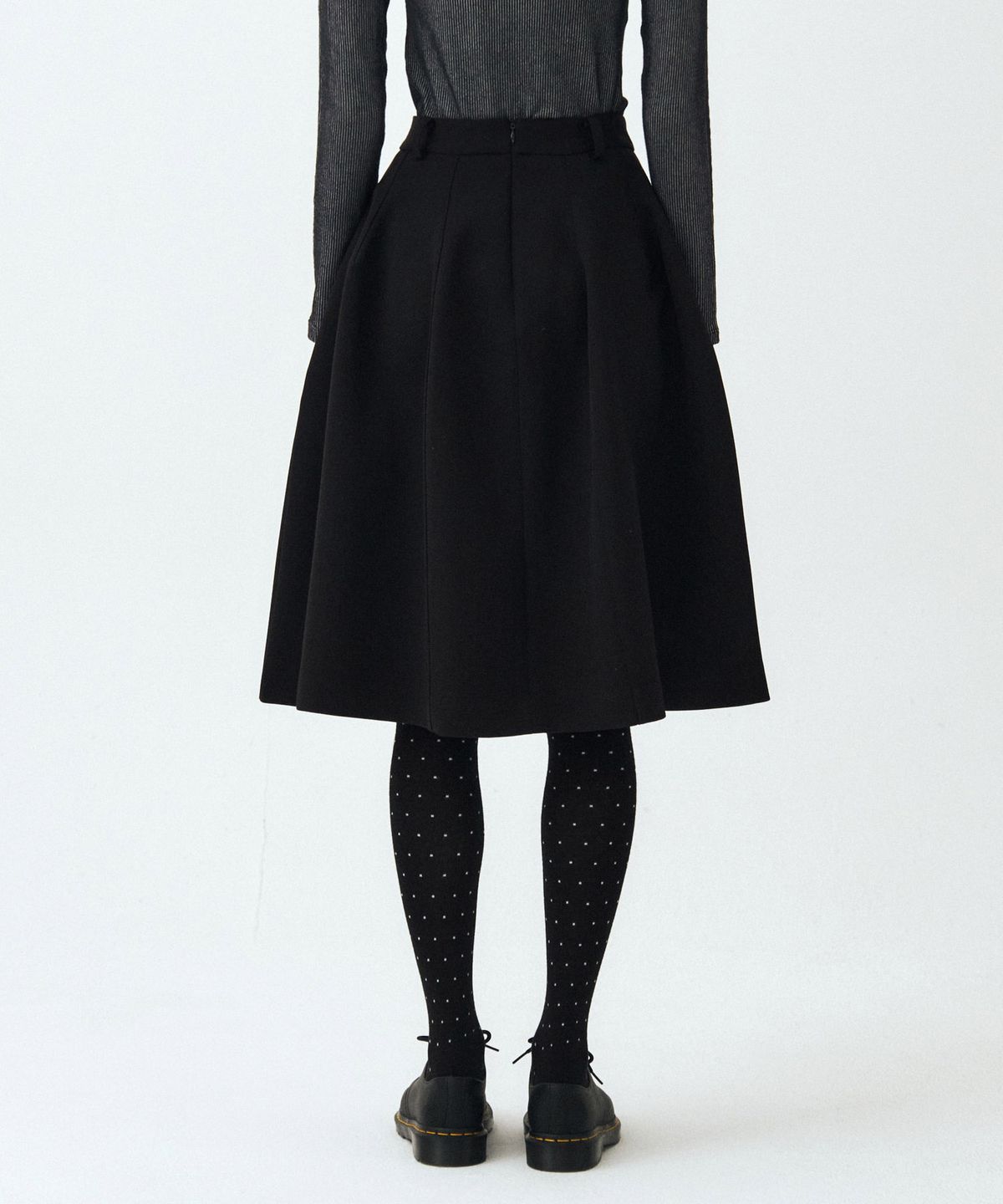 마이스(MAIS) BLACK UNEVEN MIDI SKIRT