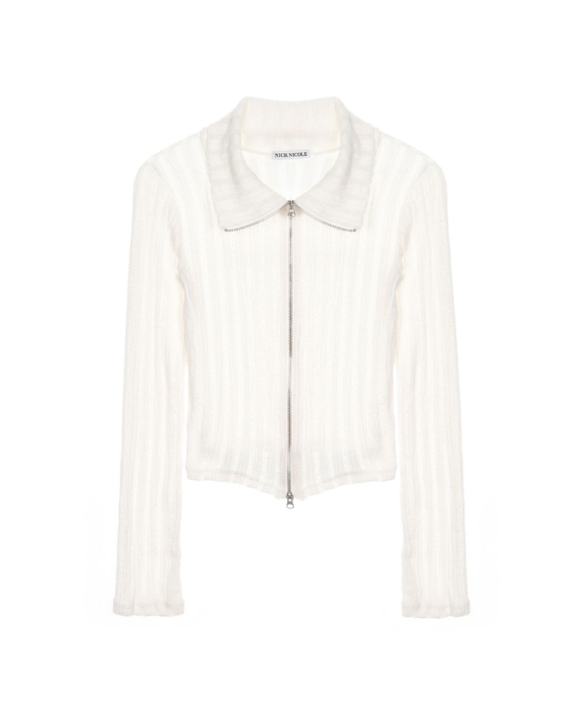닉앤니콜(NICK&NICOLE) NICOLE DAMAGE KNIT ZIP UP_IVORY