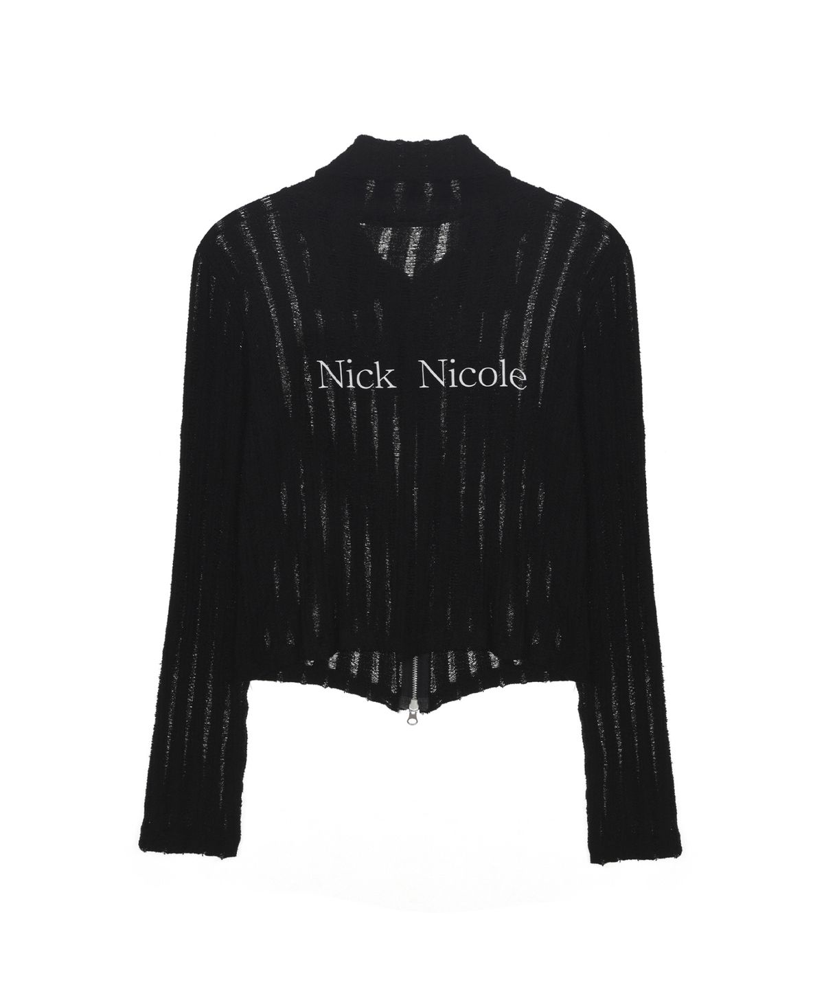 닉앤니콜(NICK&NICOLE) NICOLE DAMAGE KNIT ZIP UP_BLACK