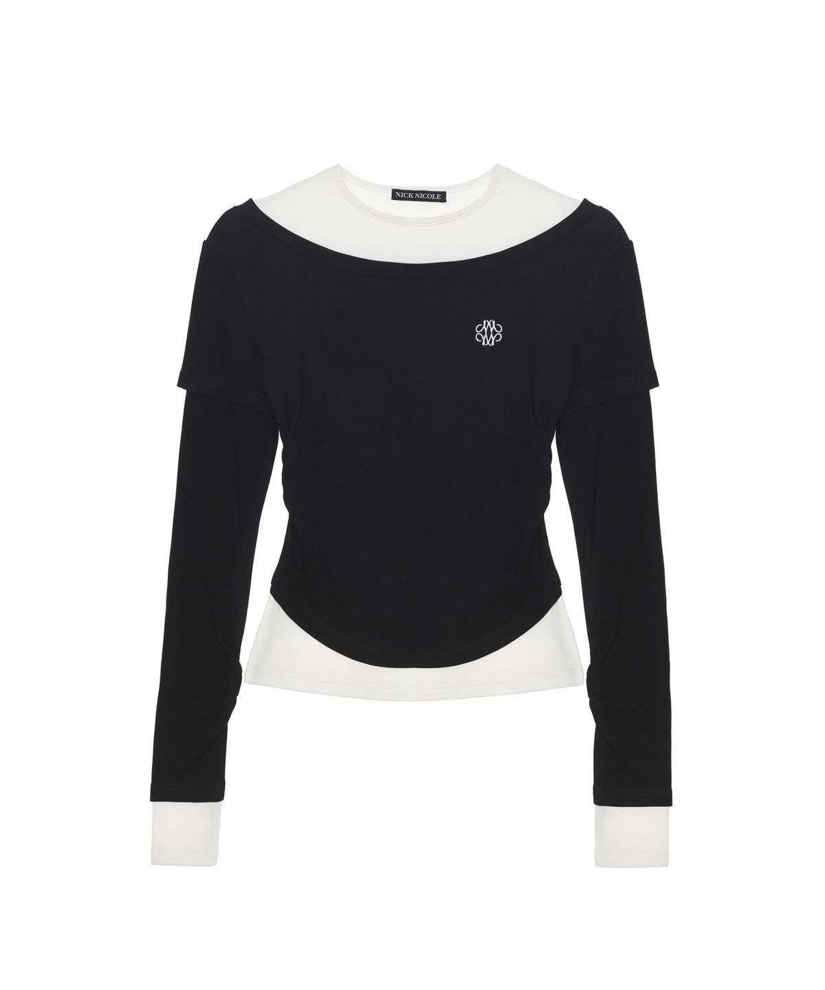 닉앤니콜(NICK&NICOLE) NICOLE SHRRING LAYERED SLEEVE TOP_BLACK