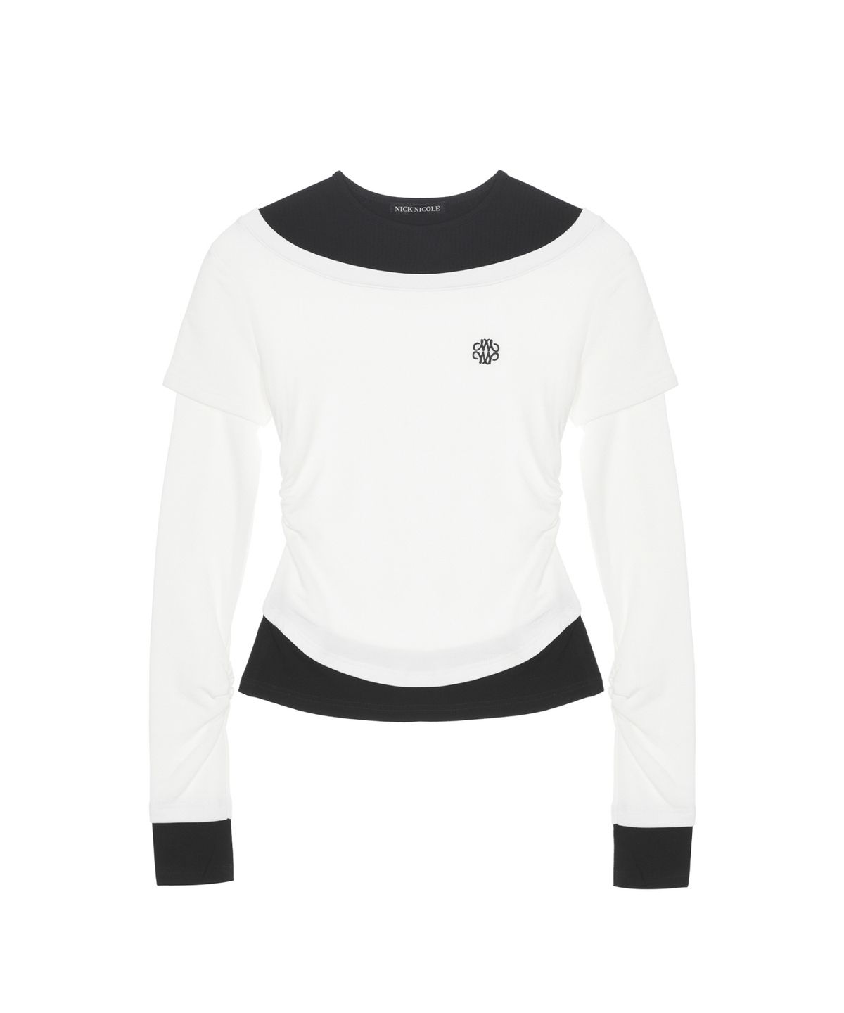 닉앤니콜(NICK&NICOLE) NICOLE SHRRING LAYERED SLEEVE TOP_WHITE BLACK