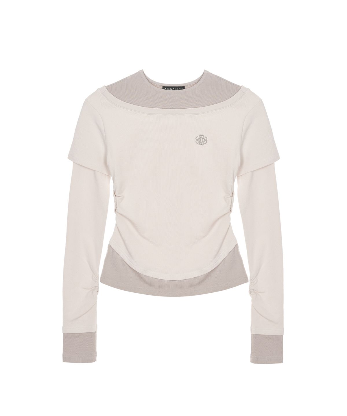닉앤니콜(NICK&NICOLE) NICOLE SHRRING LAYERED SLEEVE TOP_BEIGE