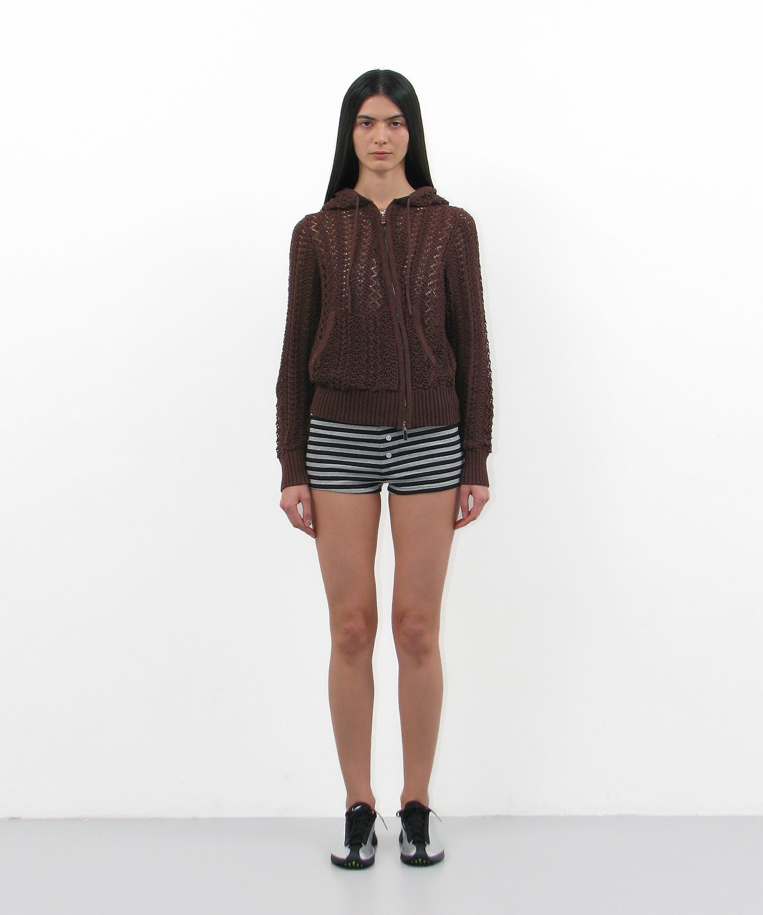 MUSINSA | PARTIMENTO WOMEN Openwork Asymmetric Zip-Up Hoodie