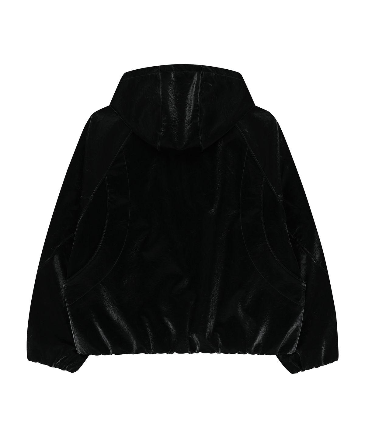 언지미크(UNGIMMICK) GLOSSY HOODED JACKET (BLACK)
