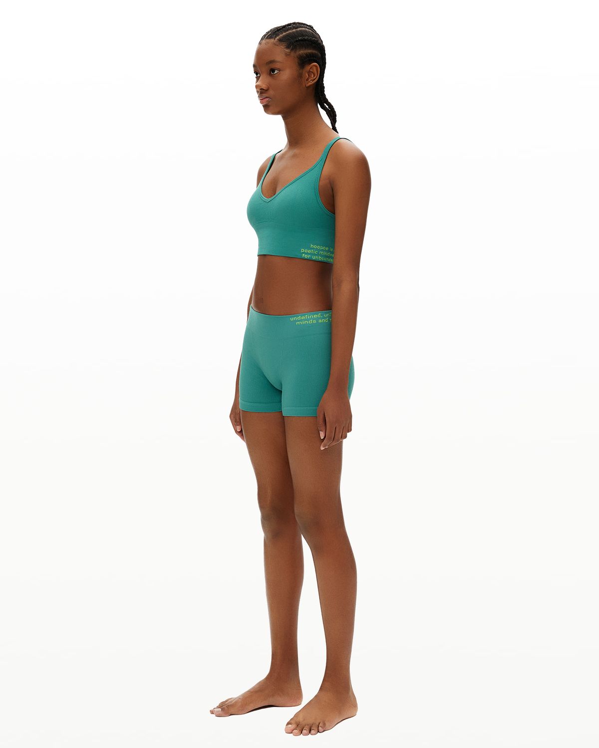 후포(HOOPOE) lettering bralette & boy shorts_porcelain green