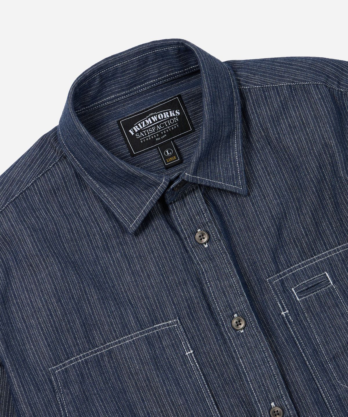 프리즘웍스(FRIZMWORKS) DENIM CARPENTER POCKET WORK SHIRT _ INDIGO STRIPE