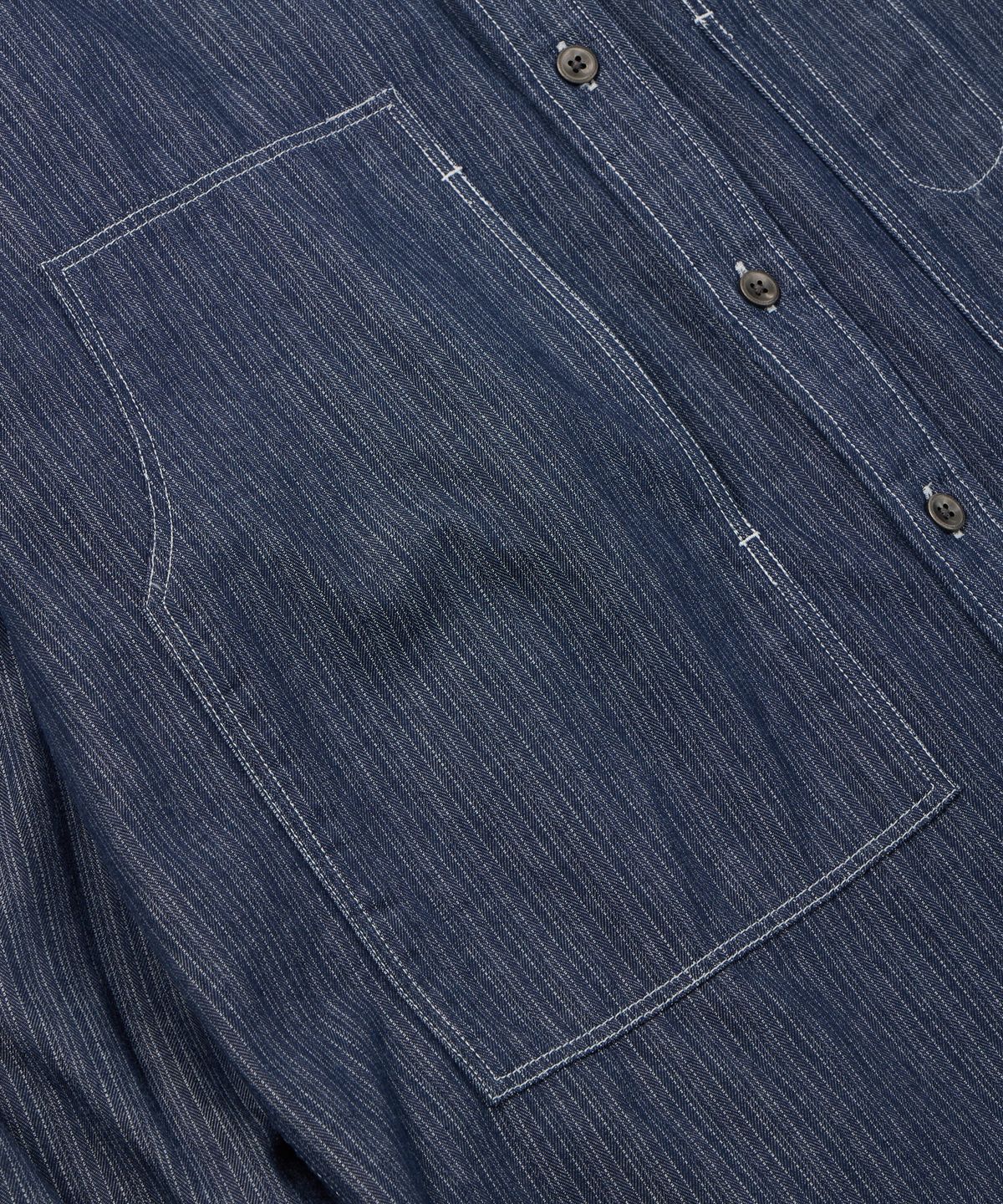 프리즘웍스(FRIZMWORKS) DENIM CARPENTER POCKET WORK SHIRT _ INDIGO STRIPE