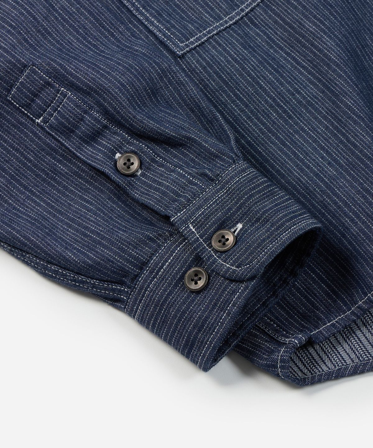 프리즘웍스(FRIZMWORKS) DENIM CARPENTER POCKET WORK SHIRT _ INDIGO STRIPE