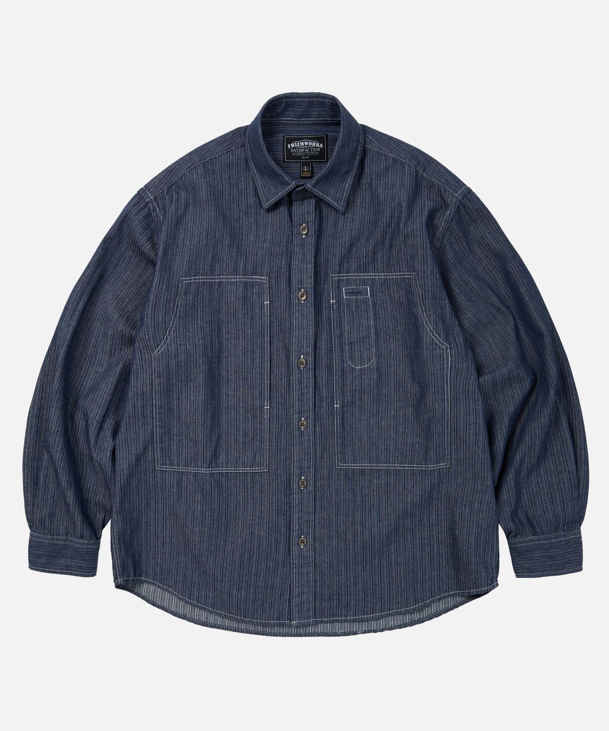 프리즘웍스(FRIZMWORKS) DENIM CARPENTER POCKET WORK SHIRT _ INDIGO STRIPE