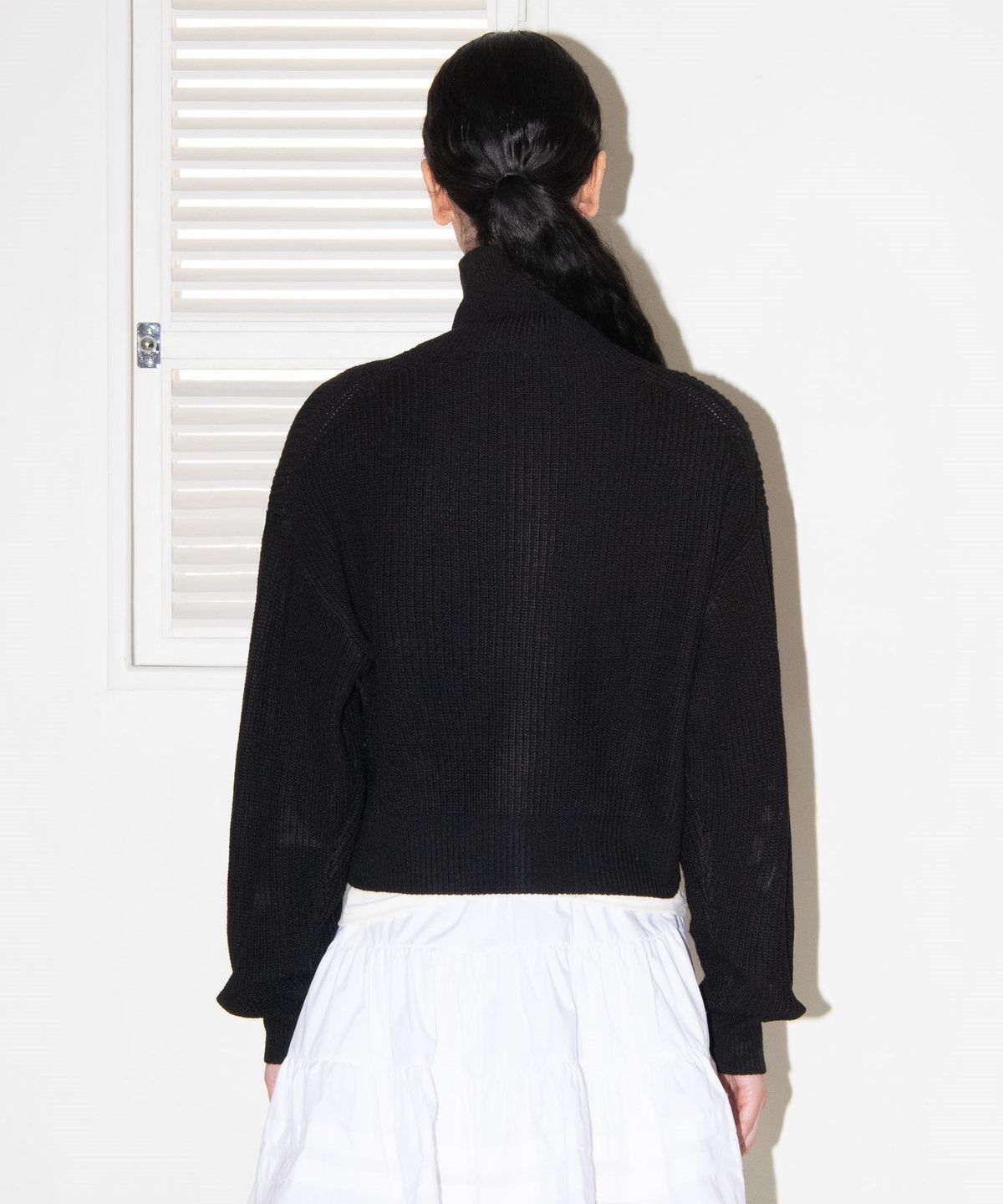 마이스(MAIS) TWO WAY KNIT ZIP-UP CARDIGAN / BLACK