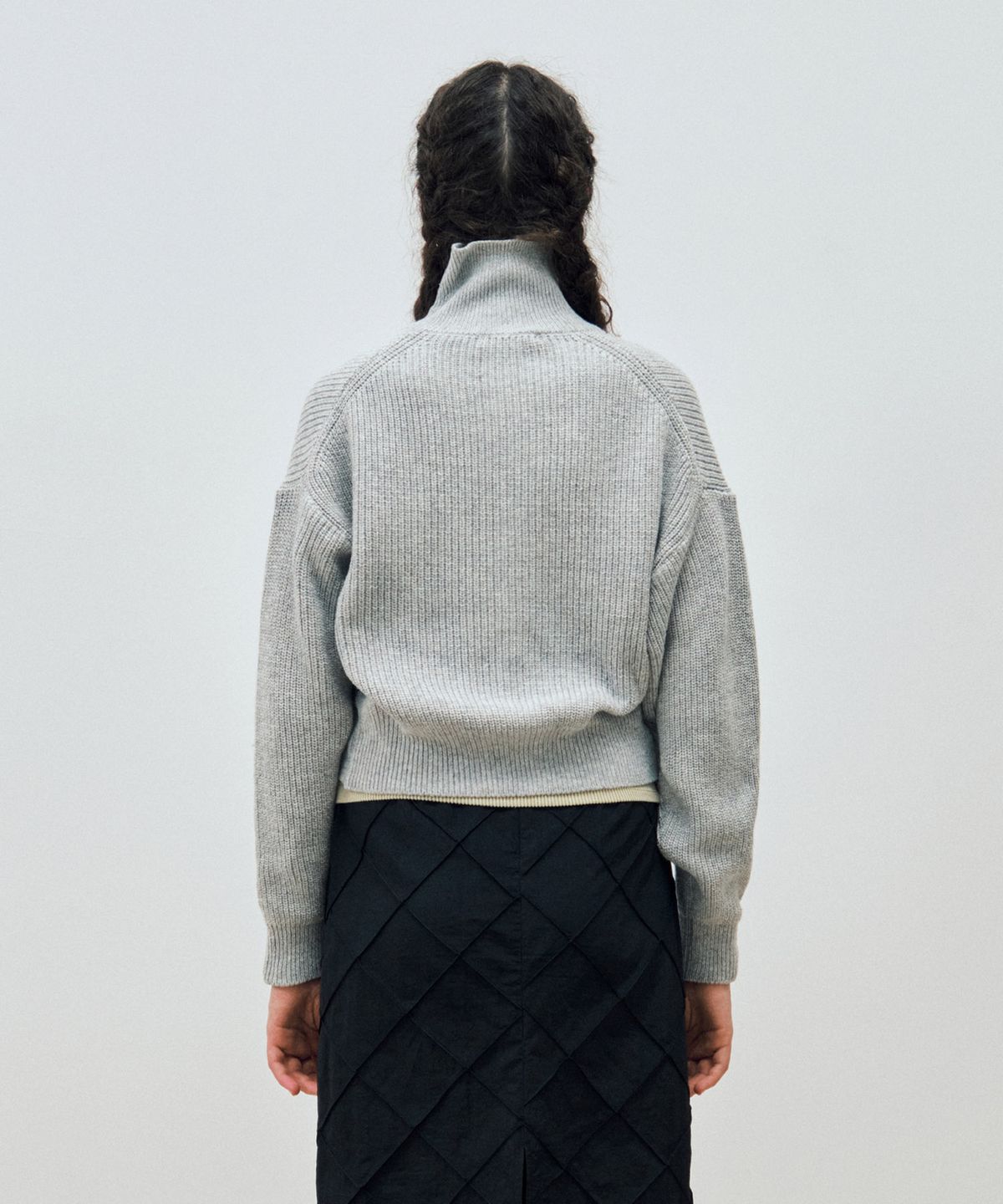 마이스(MAIS) TWO WAY KNIT ZIP-UP CARDIGAN / GRAY