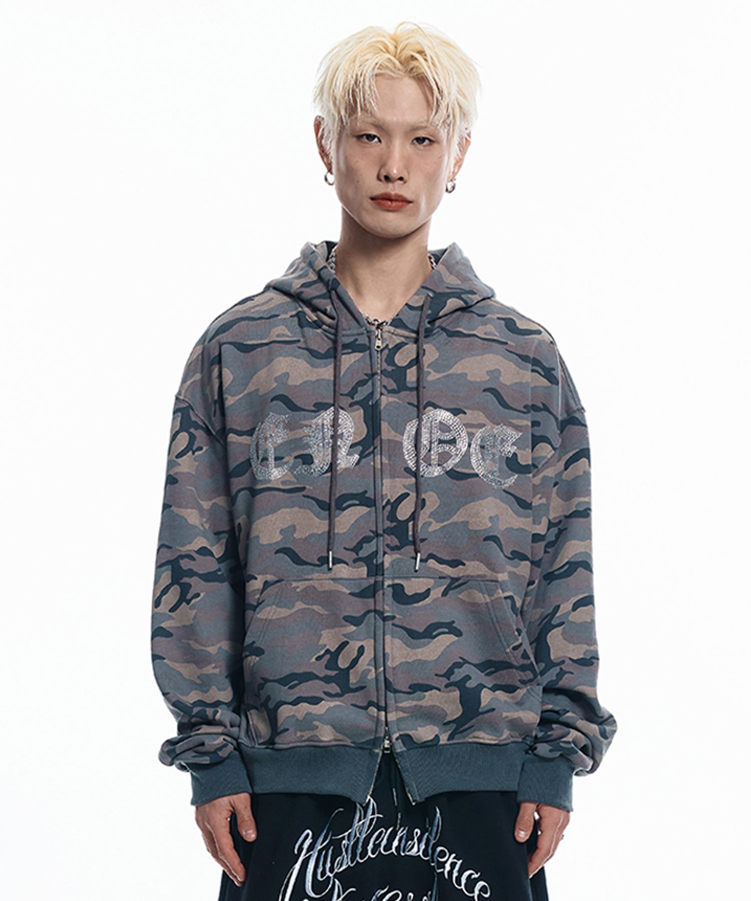 【EASY NO EASY】ENOE Camo Hooded Zip-Up ★男女兼用★追跡付 MUSINSA | EASY NO EASY Rhinestone Camo Hooded Zip-Up - Beige