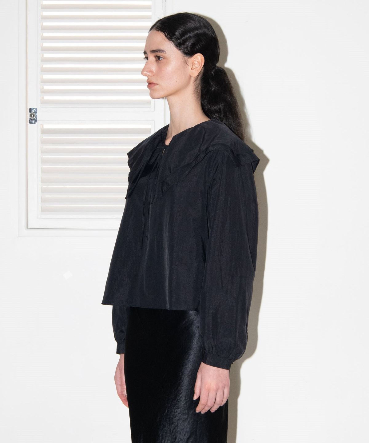 마이스(MAIS) DOUBLE BIG COLLAR SAILOR BLOUSE / BLACK