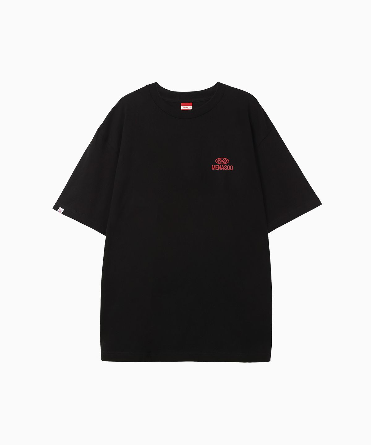 미나수(MENASOO) Squared Hearttrack Graphic T Shirt_Black