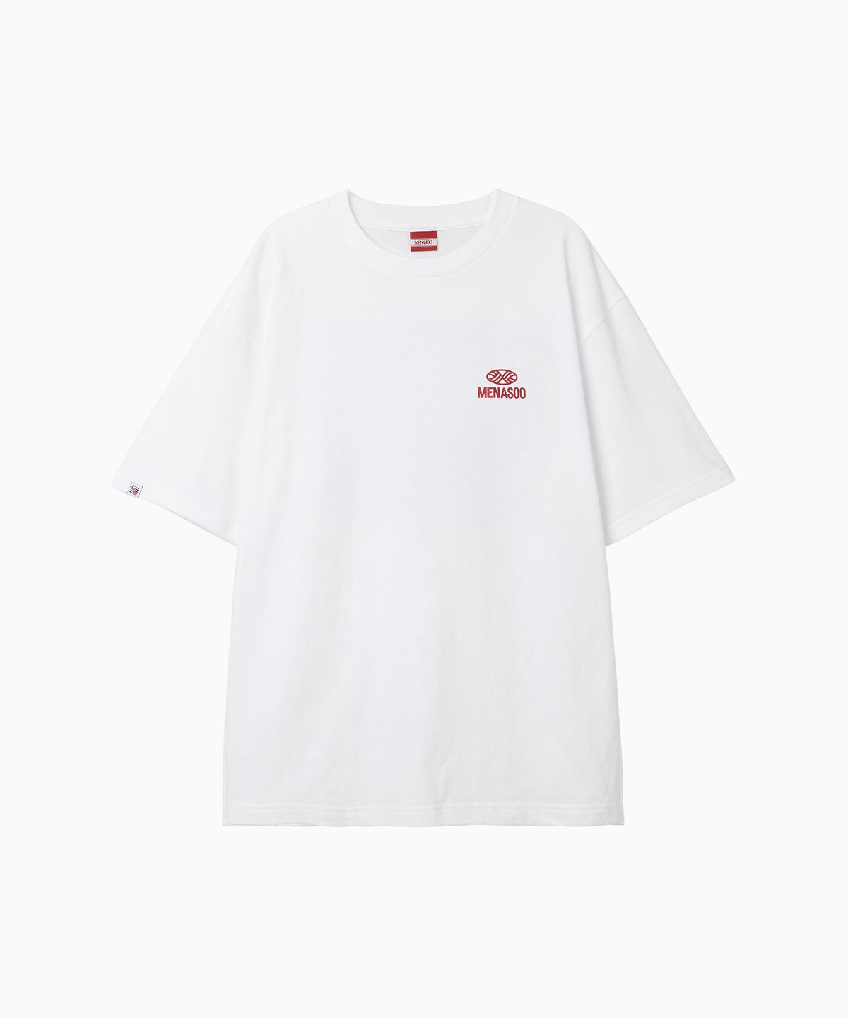 미나수(MENASOO) Squared Hearttrack Graphic T Shirt_White