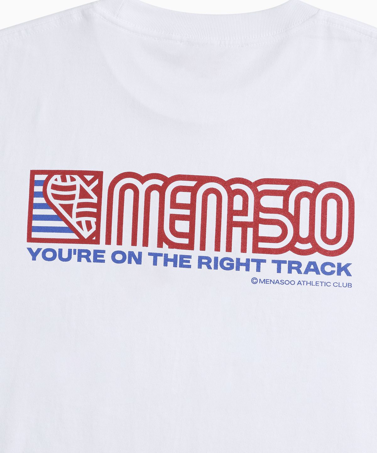 미나수(MENASOO) Squared Hearttrack Graphic T Shirt_White