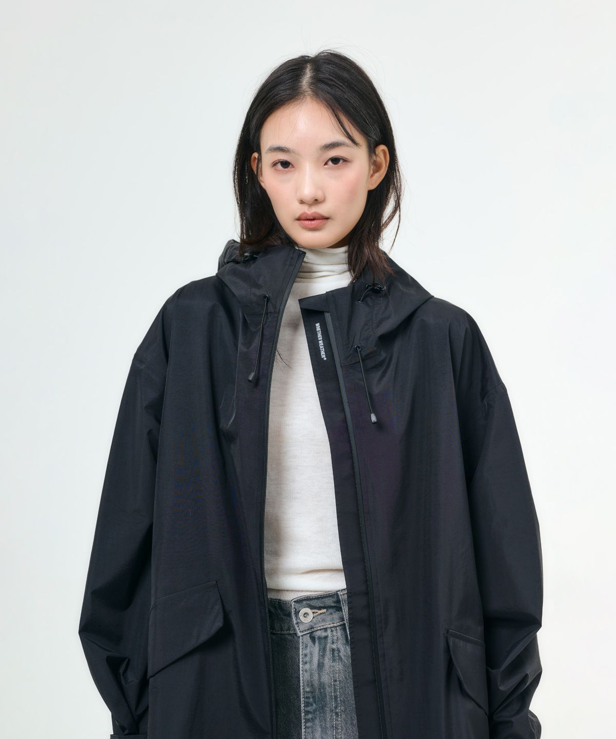 웨더웨더(WHETHER WEATHER) 화성 우먼 웨더코트 에센셜컬렉션 블랙