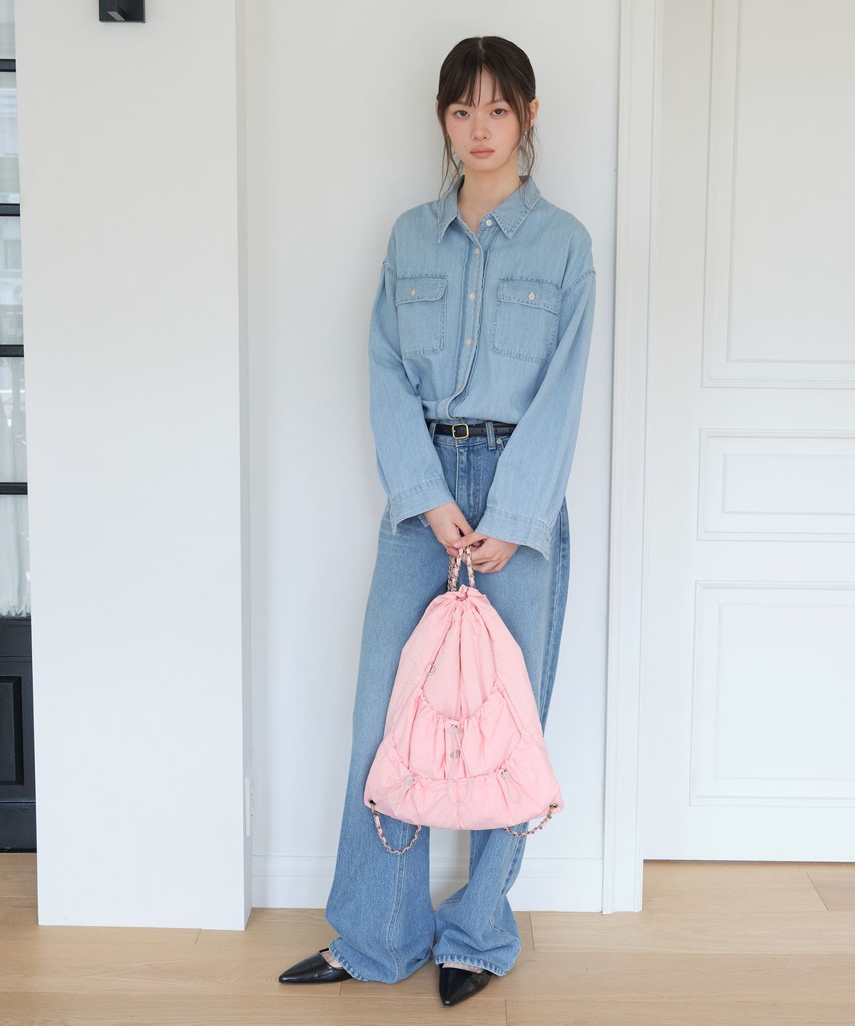 엽페(YUPPE) RIBBON CHAIN BACKPACK_PINK