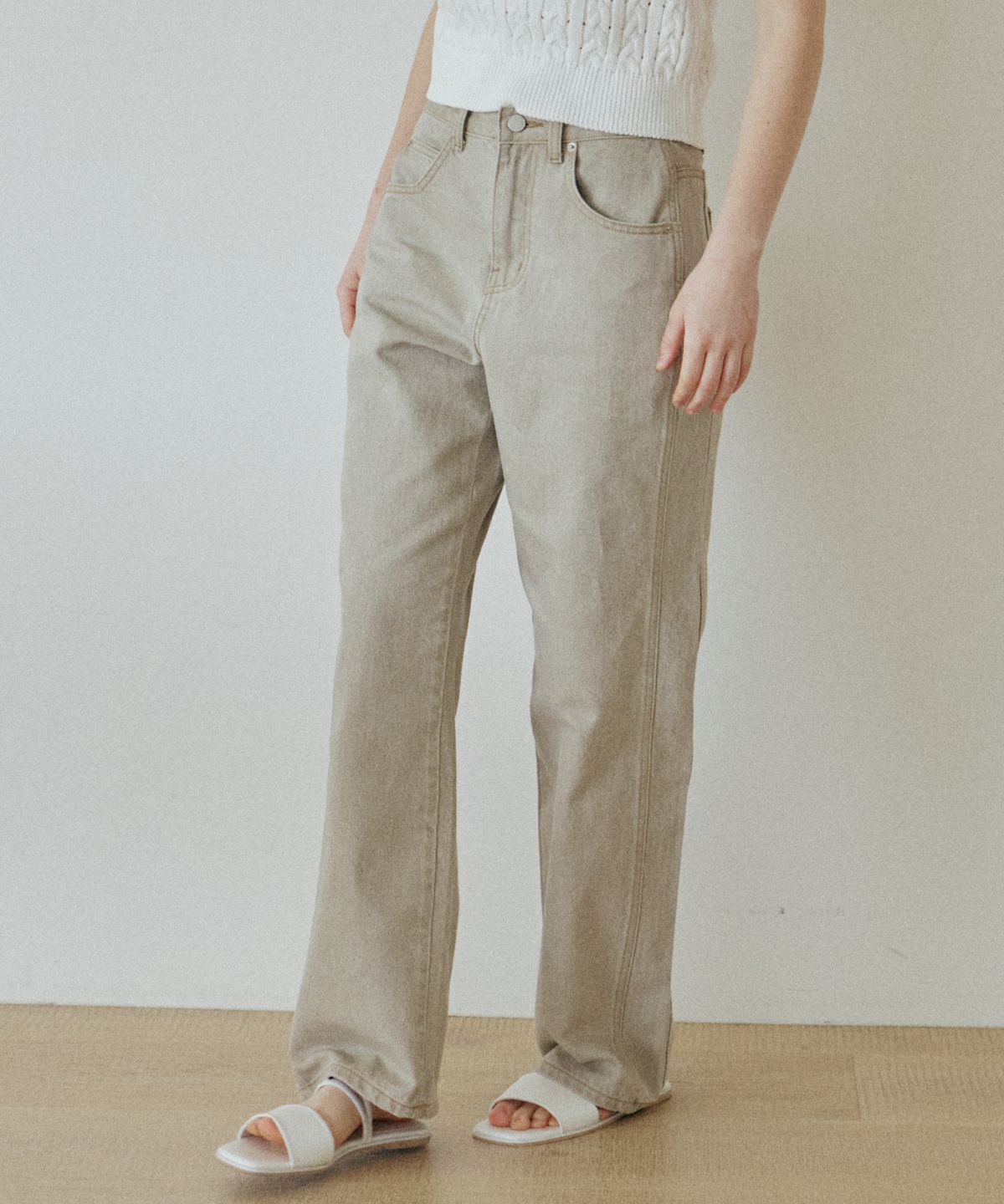 엽페(YUPPE) COTTON LINE PANTS_KHAKI