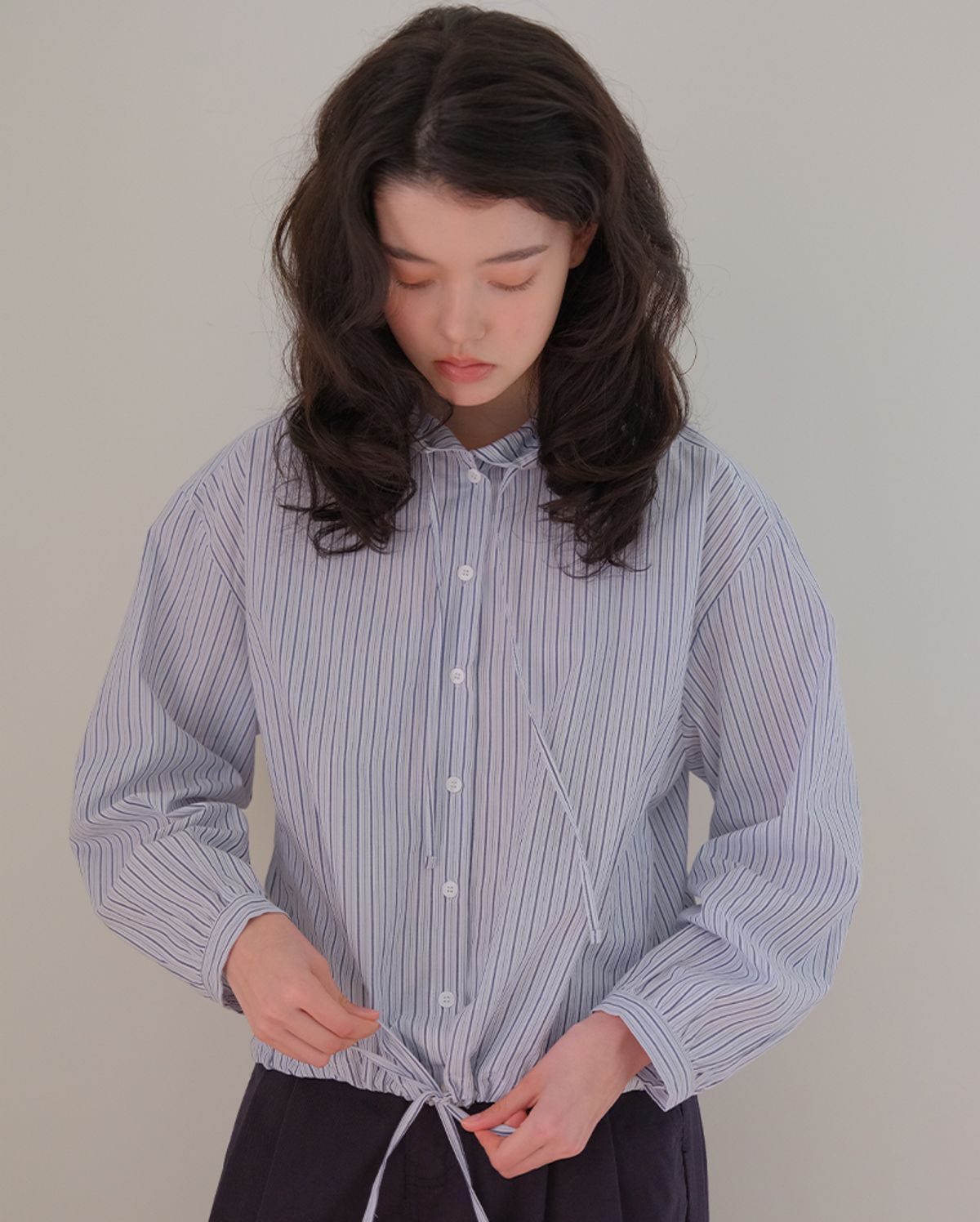프레부아(PREVOIR) 후디 스트라이프 셔츠