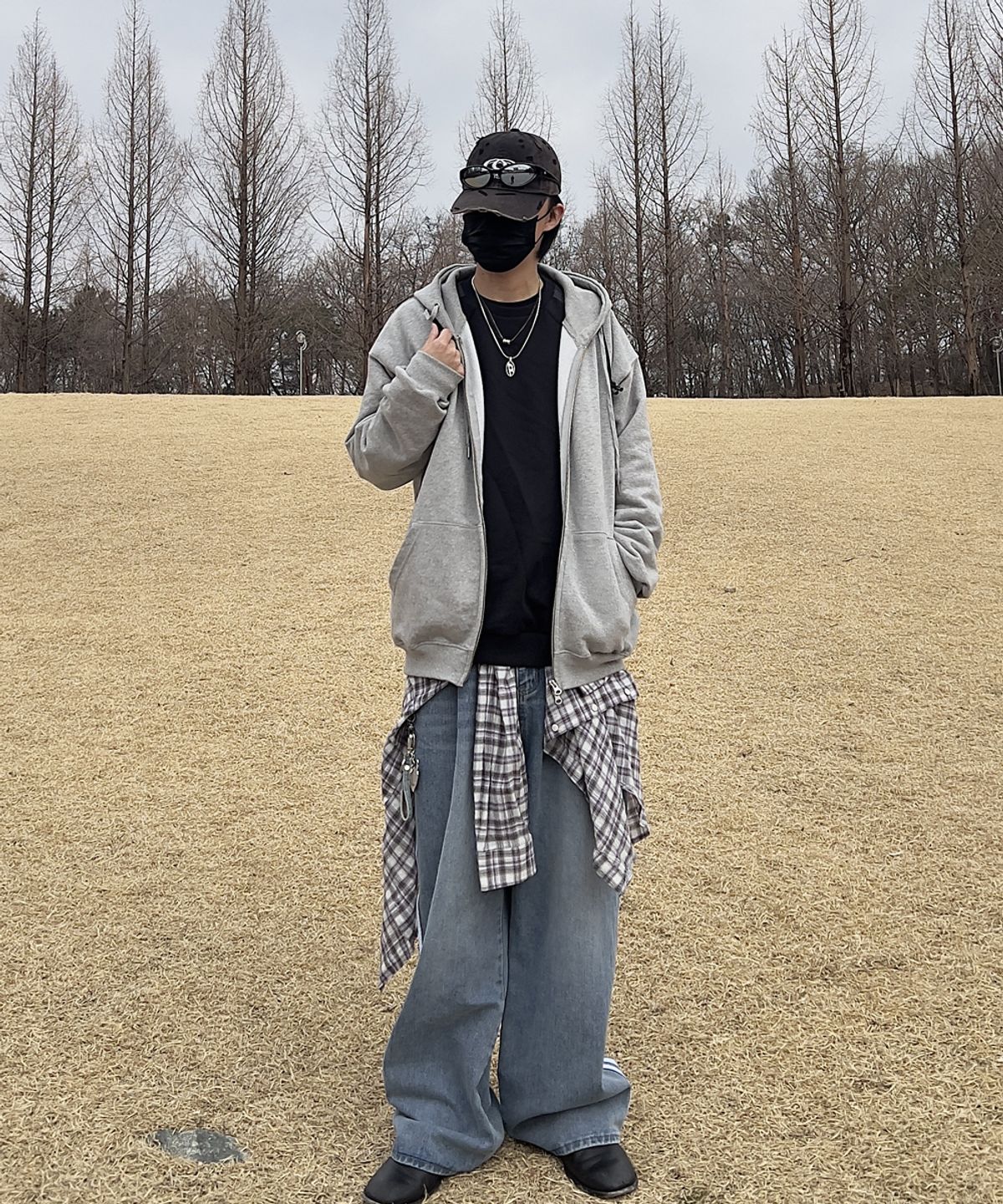 지크립(GCLIP) 더블라인 핀턱 와이드 데님 팬츠
