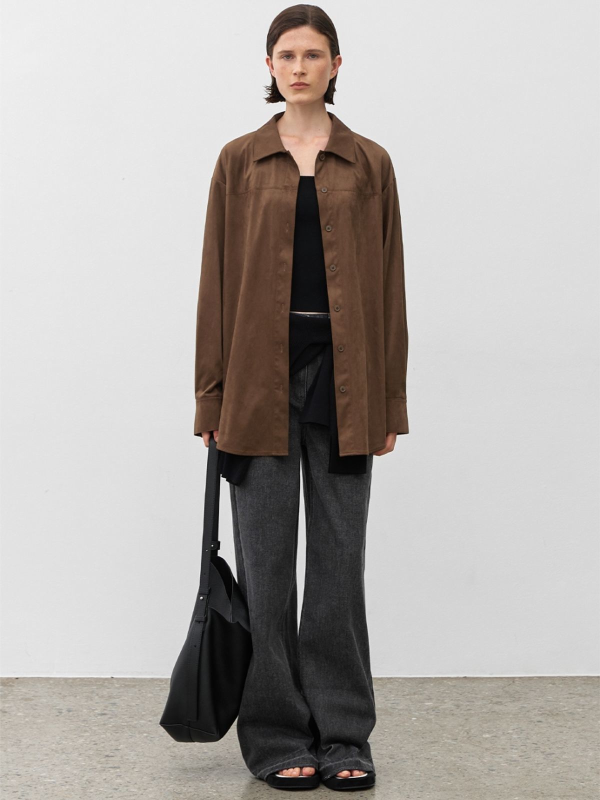 아틀리에 나인(ATELIER NAIN) ESSENTIAL SUEDE BELTED SHIRT S (BL-4306)