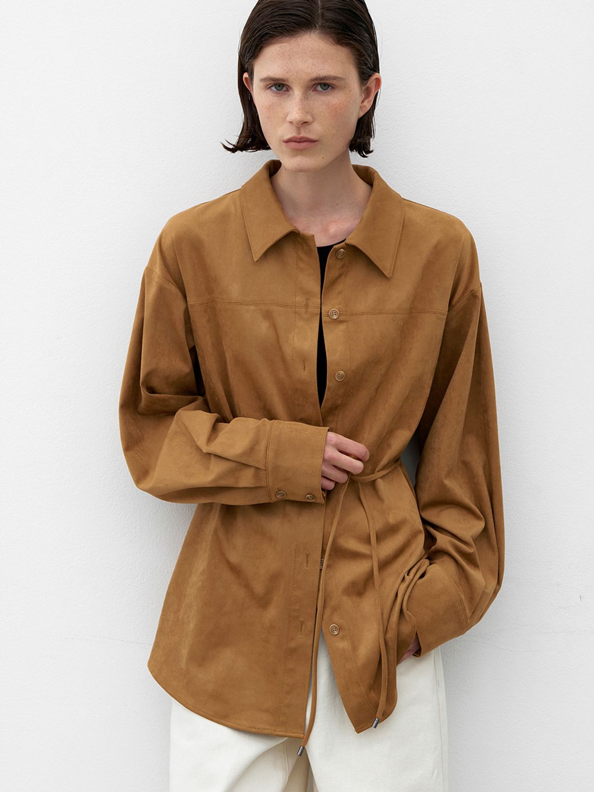 아틀리에 나인(ATELIER NAIN) ESSENTIAL SUEDE BELTED SHIRT S (BL-4306)