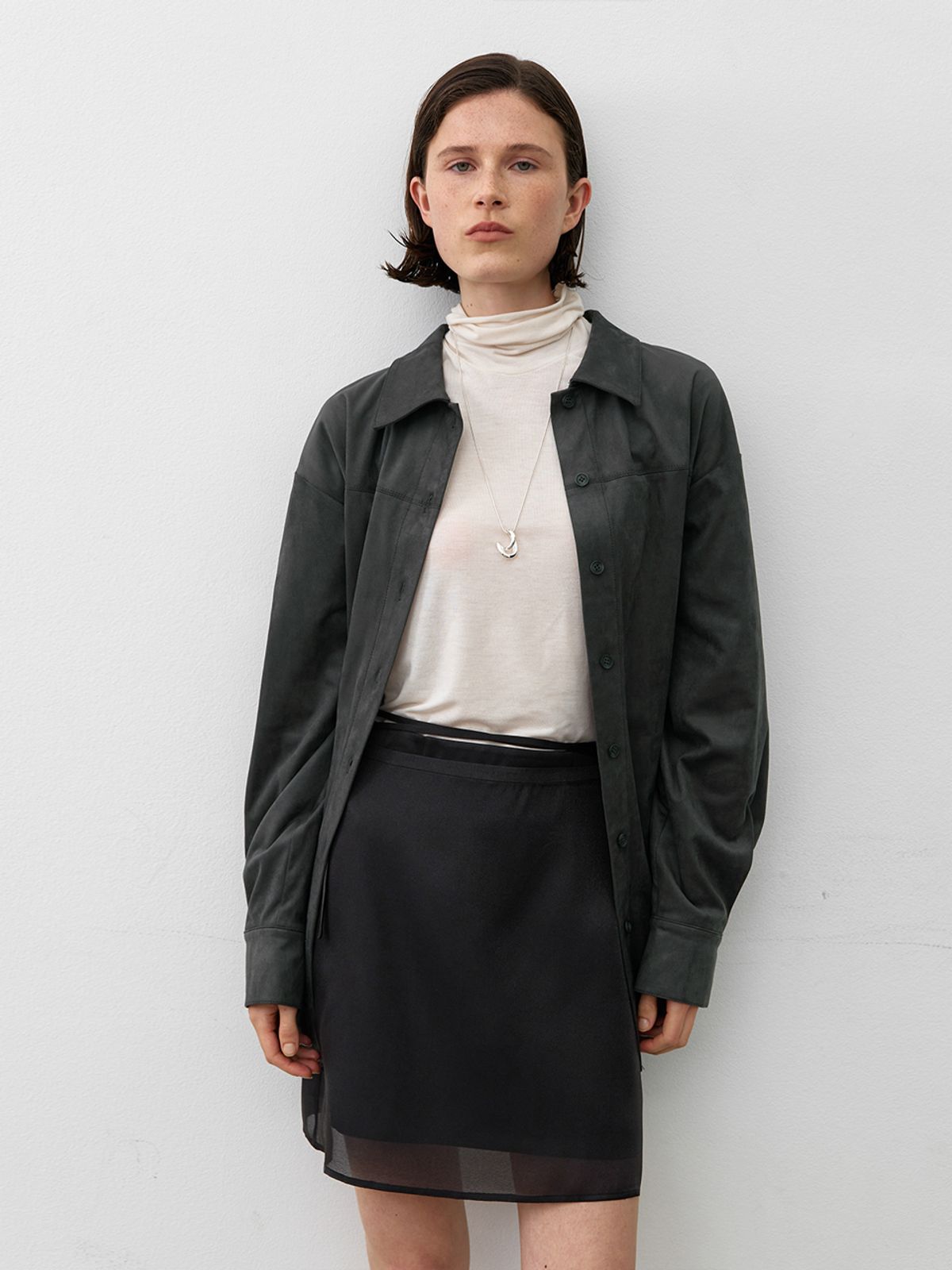 아틀리에 나인(ATELIER NAIN) ESSENTIAL SUEDE BELTED SHIRT S (BL-4306)