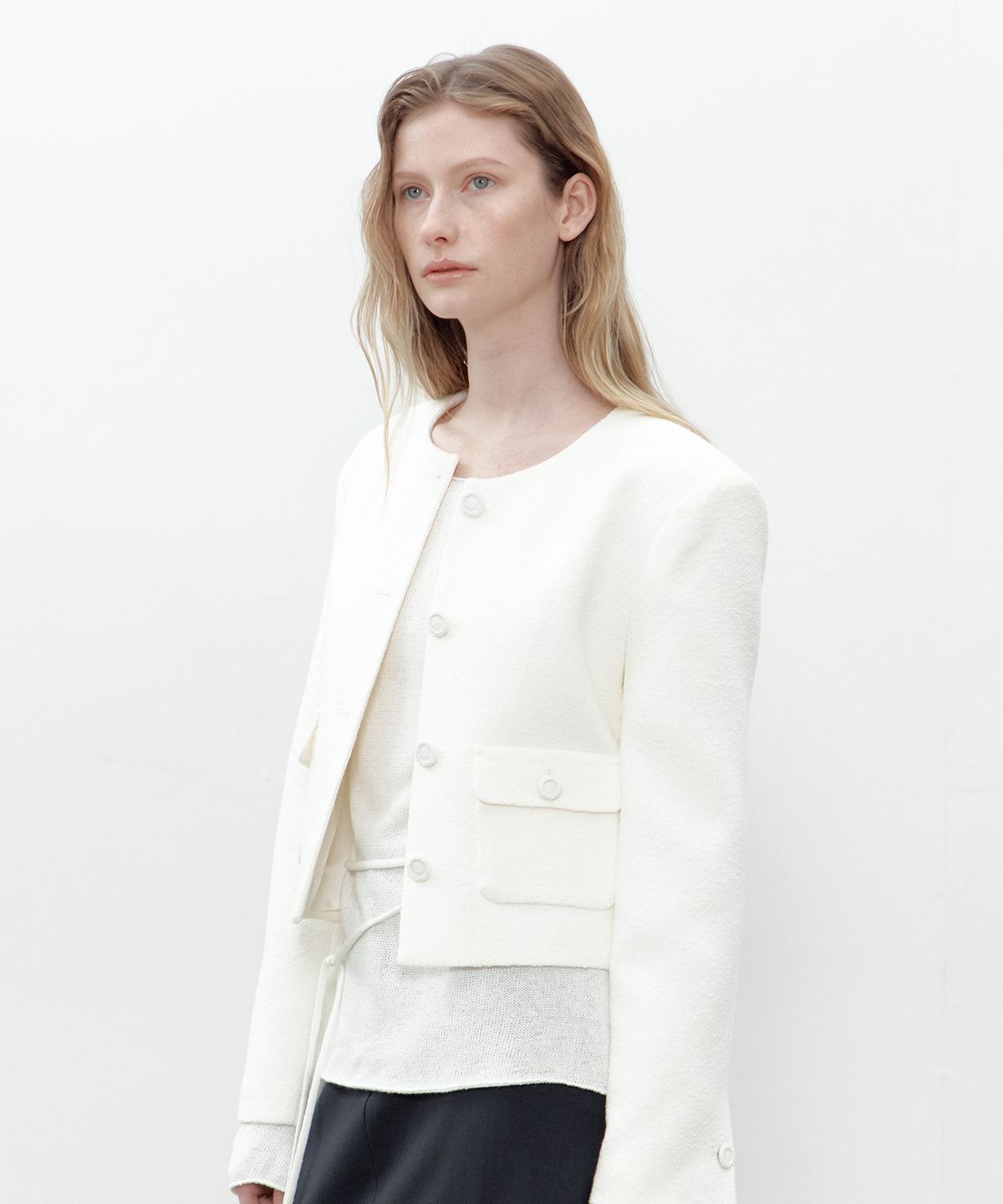 더마고(THEMARGOT) POCKET TWEED JACKET (IVORY)