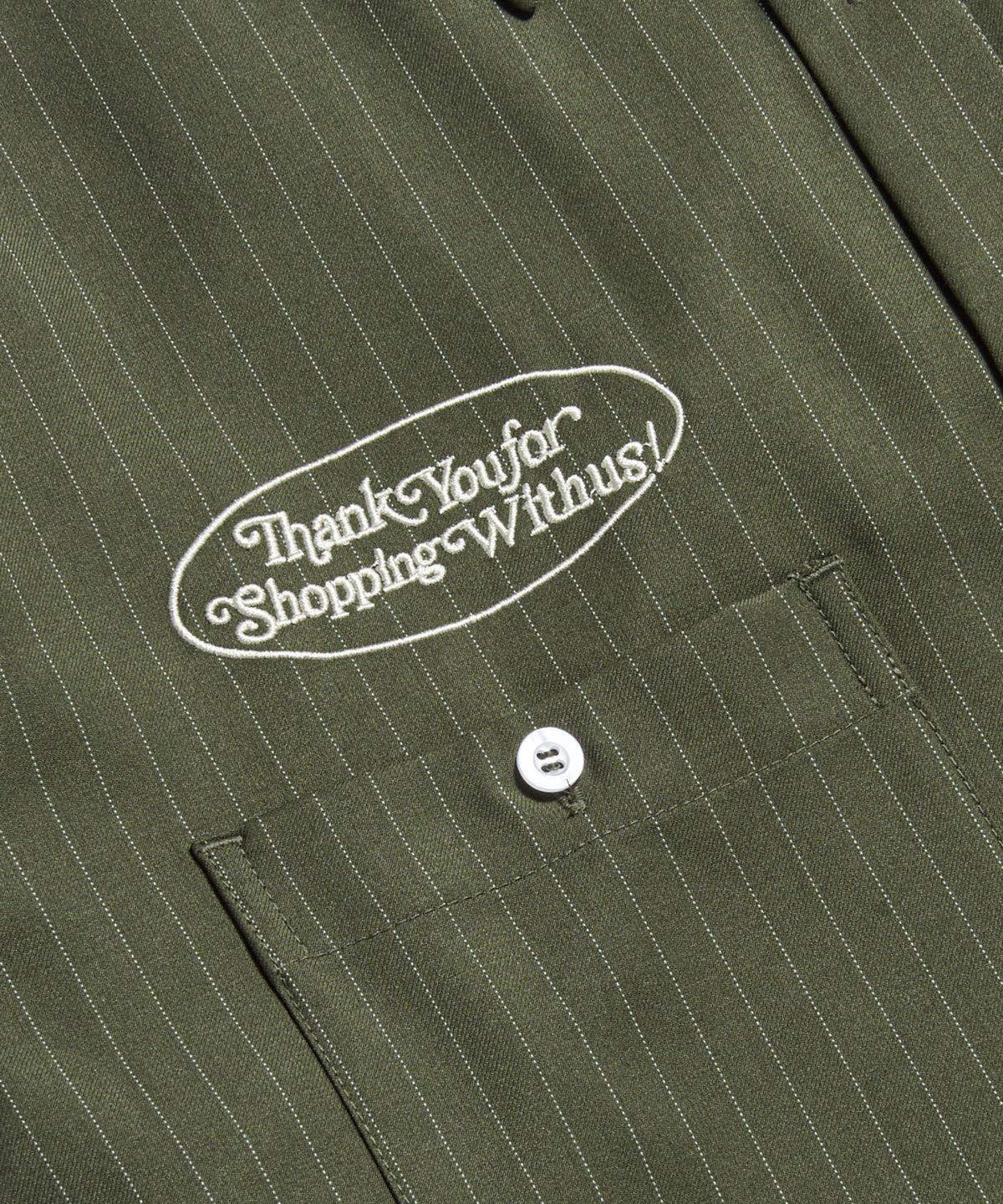에스피오나지(ESPIONAGE) Striped Work Shirt(Grocery) Olive