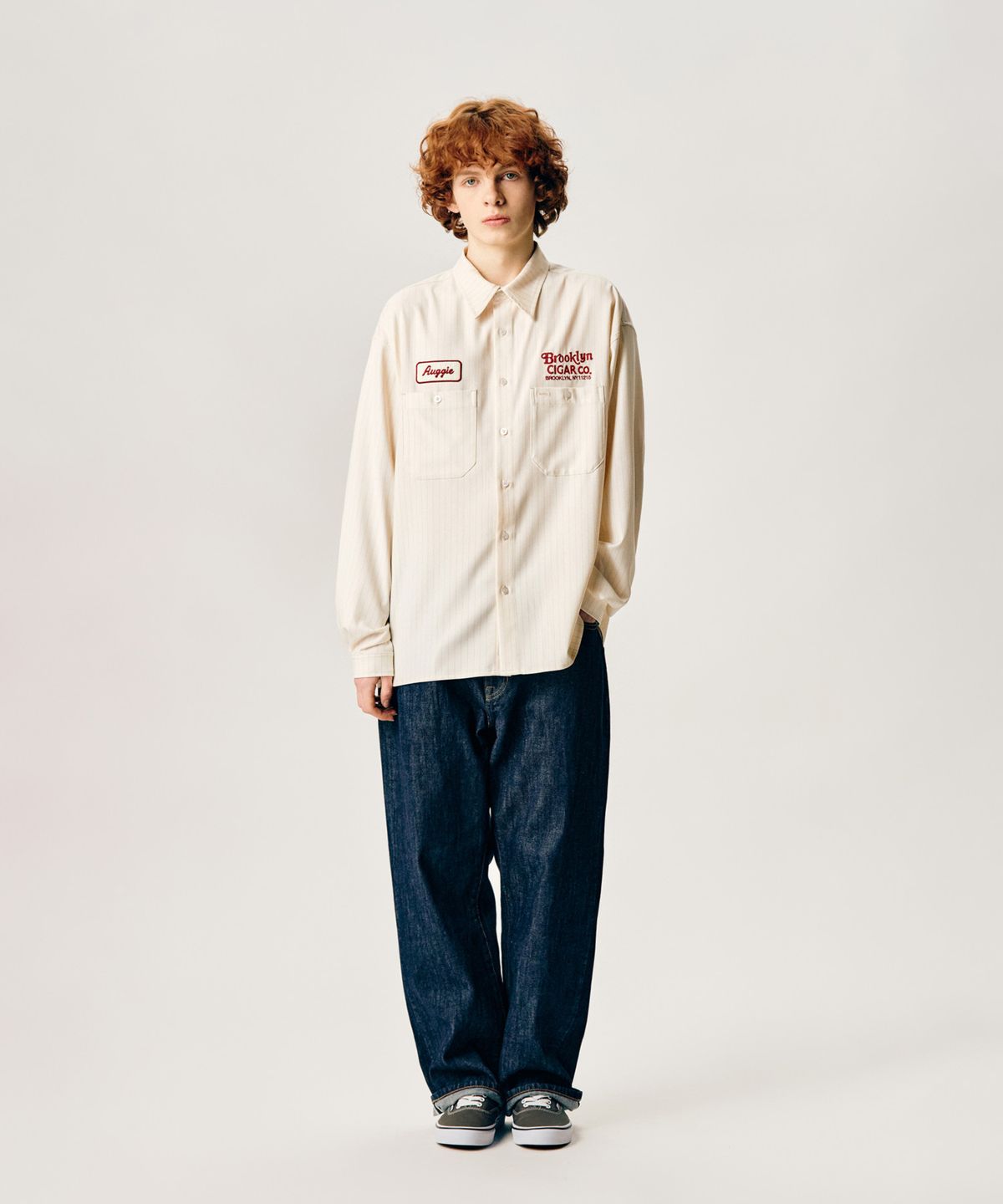 에스피오나지(ESPIONAGE) Striped Work Shirt(Cigar Co.) Cream