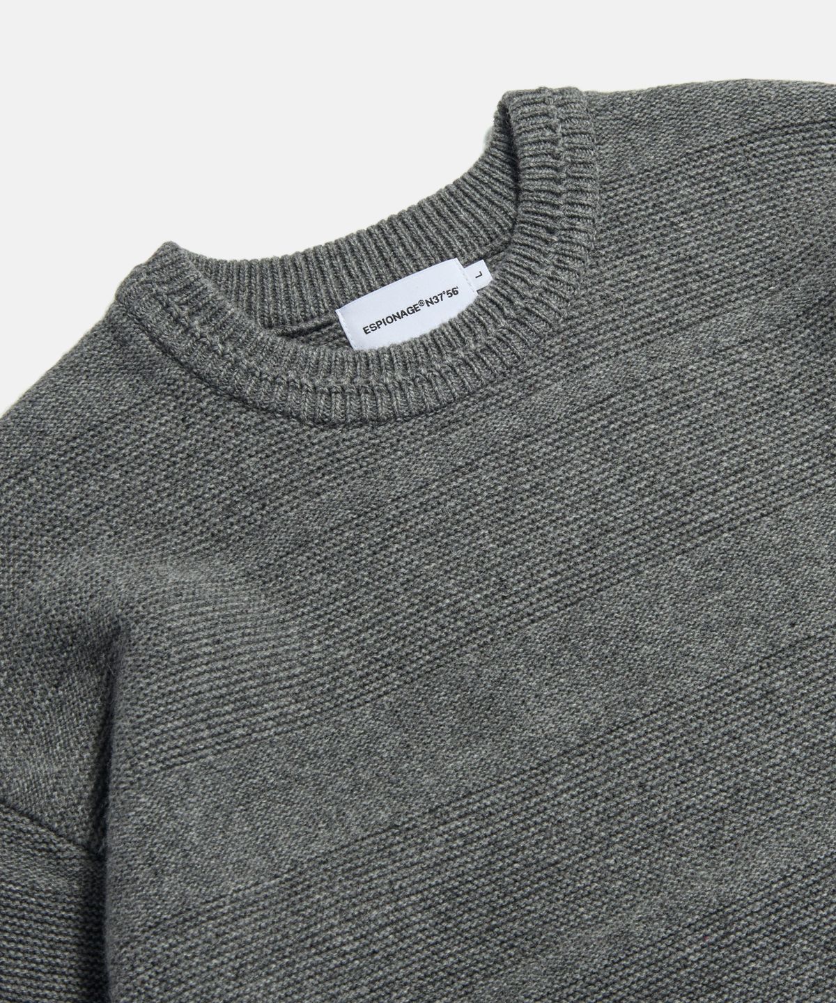 에스피오나지(ESPIONAGE) Solid Stripe Border Knit Sweater Grey