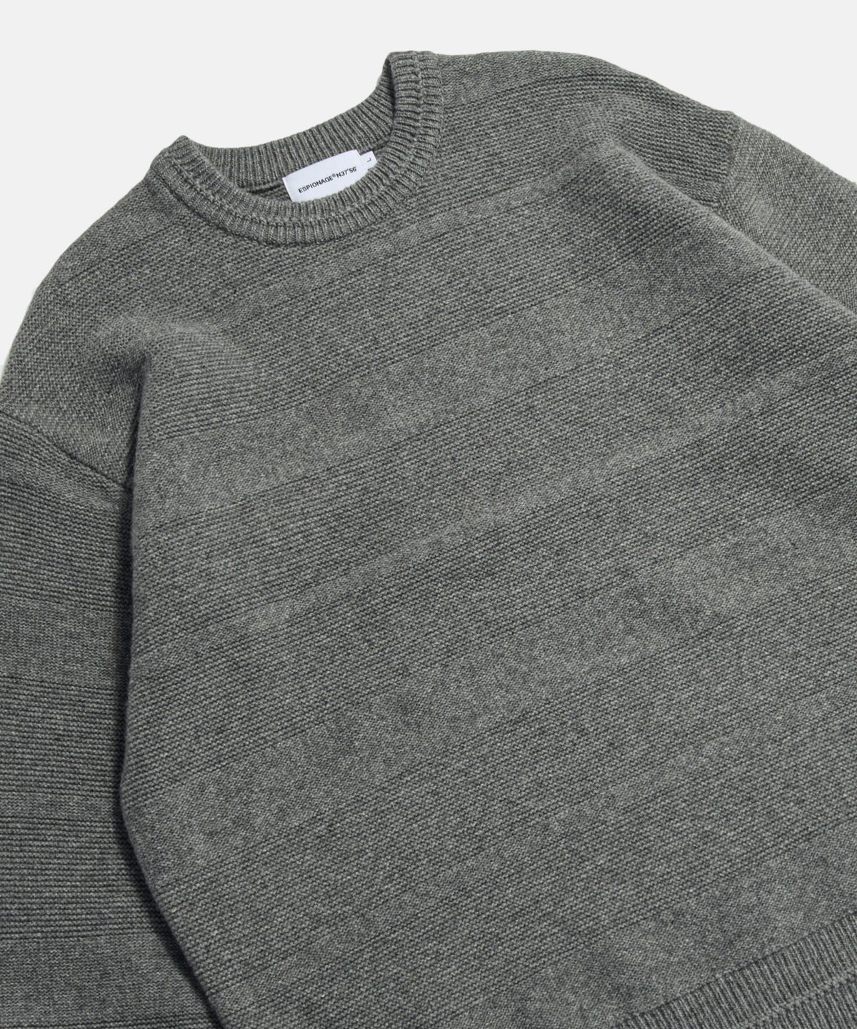 에스피오나지(ESPIONAGE) Solid Stripe Border Knit Sweater Grey