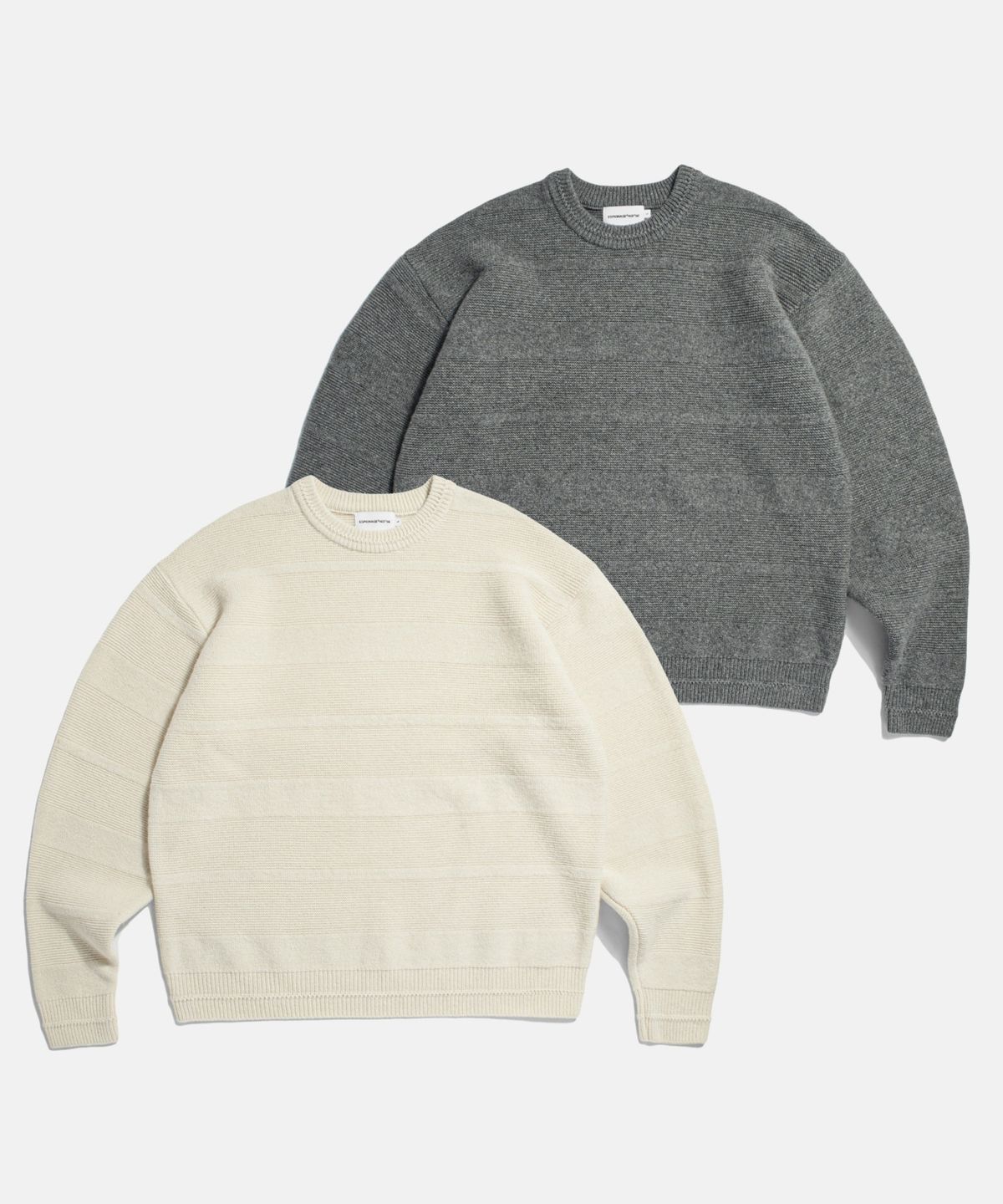 에스피오나지(ESPIONAGE) Solid Stripe Border Knit Sweater Ivory