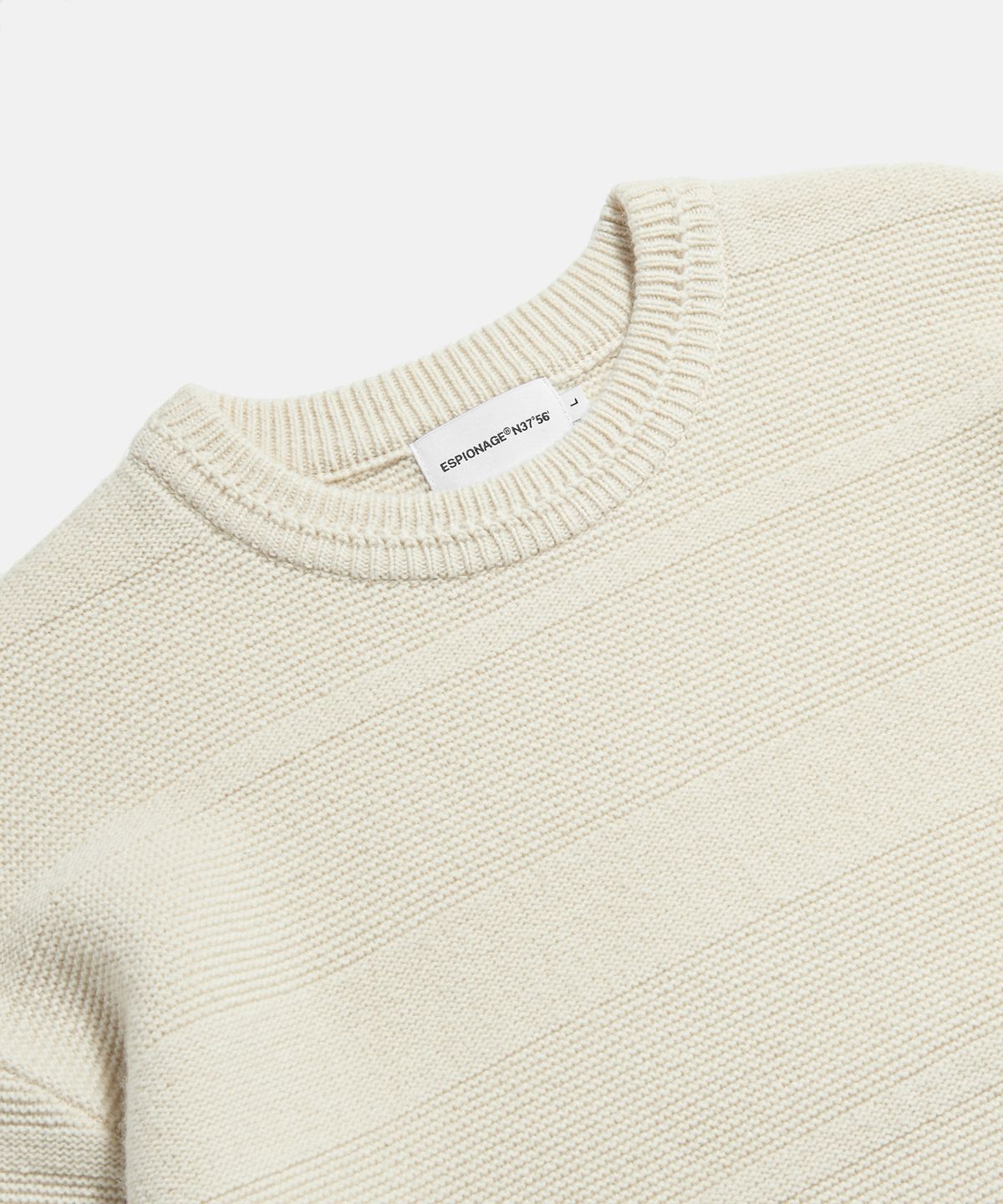 에스피오나지(ESPIONAGE) Solid Stripe Border Knit Sweater Ivory