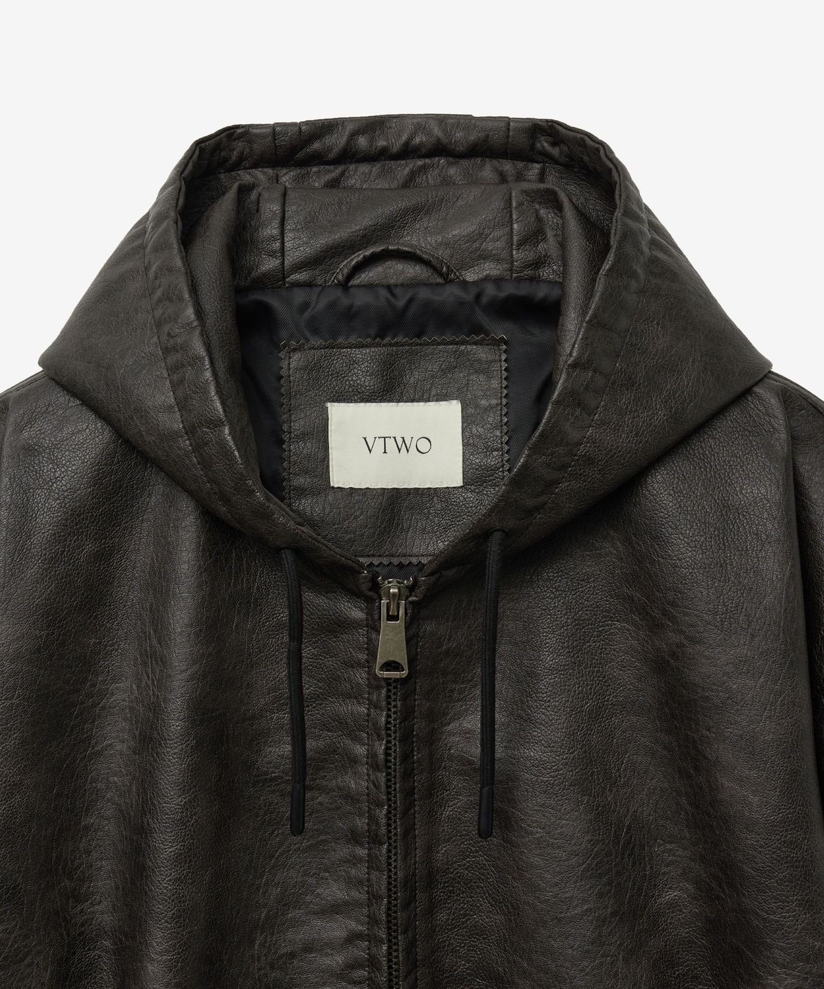 브이투(VTWO) 8261 내추럴 워시드 레더 후드 자켓 (DARK BROWN)