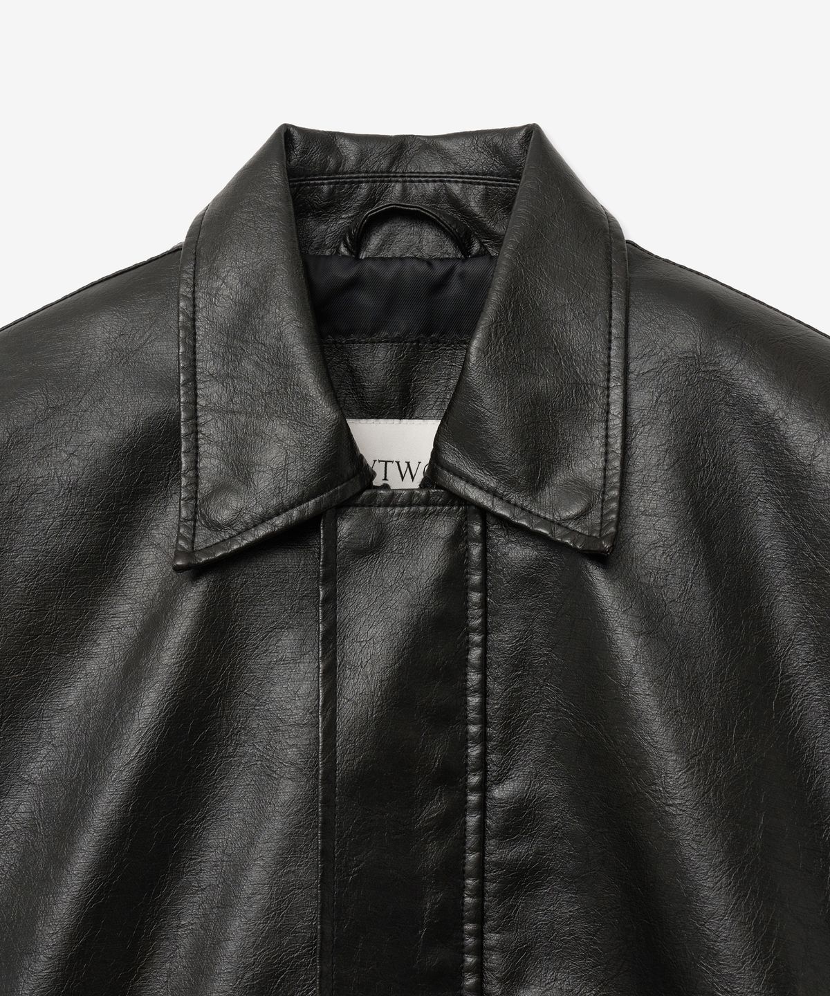 브이투(VTWO) 8249 워시드 레더 오버핏 블루종 (BLACK)