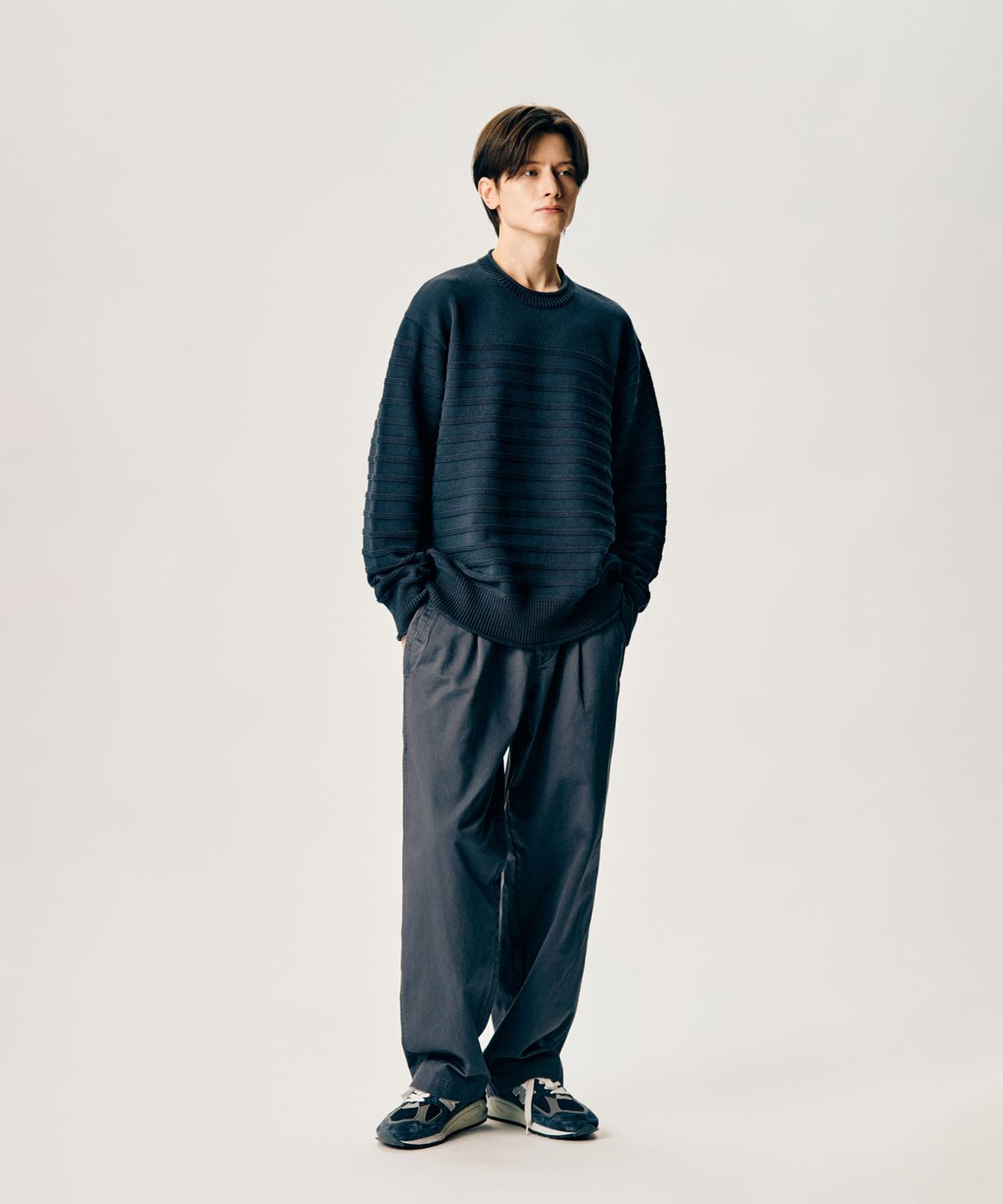 에스피오나지(ESPIONAGE) Mariniere Knit Sweater Dark Navy