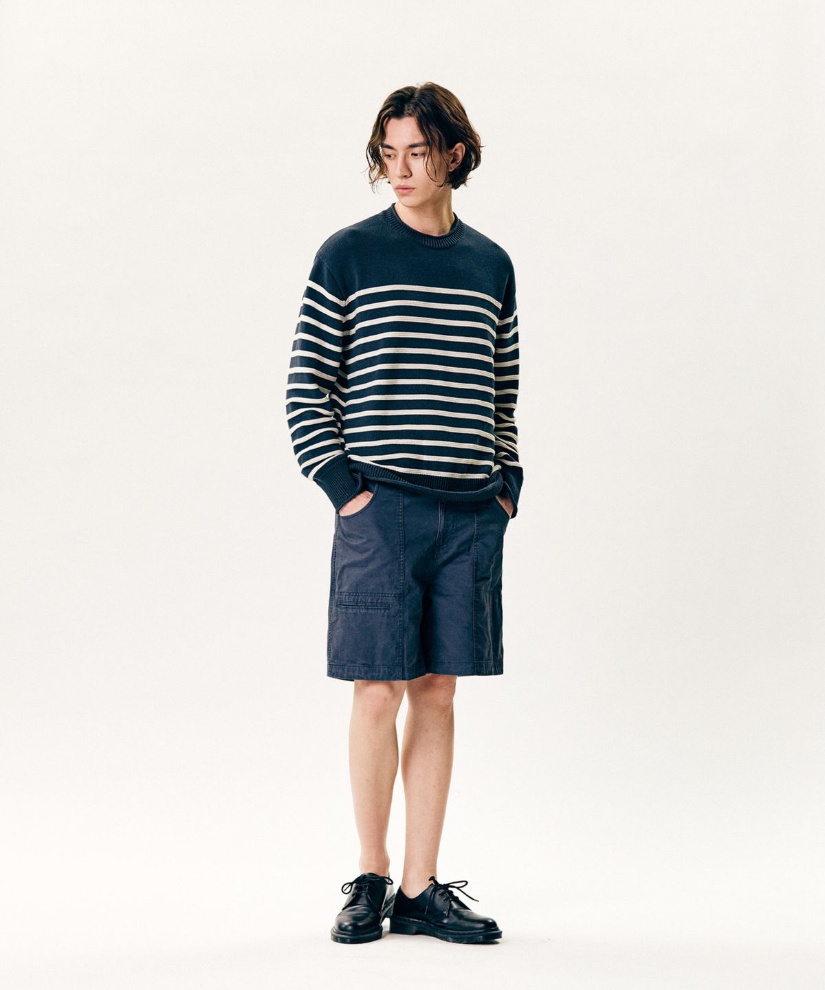 에스피오나지(ESPIONAGE) Mariniere Knit Sweater Ivory Stripe