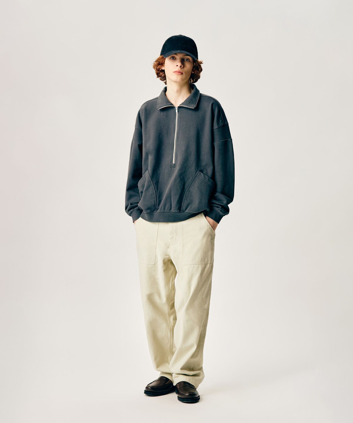 에스피오나지(ESPIONAGE) Ribbed Shoulder Sweat Anorak Charcoal